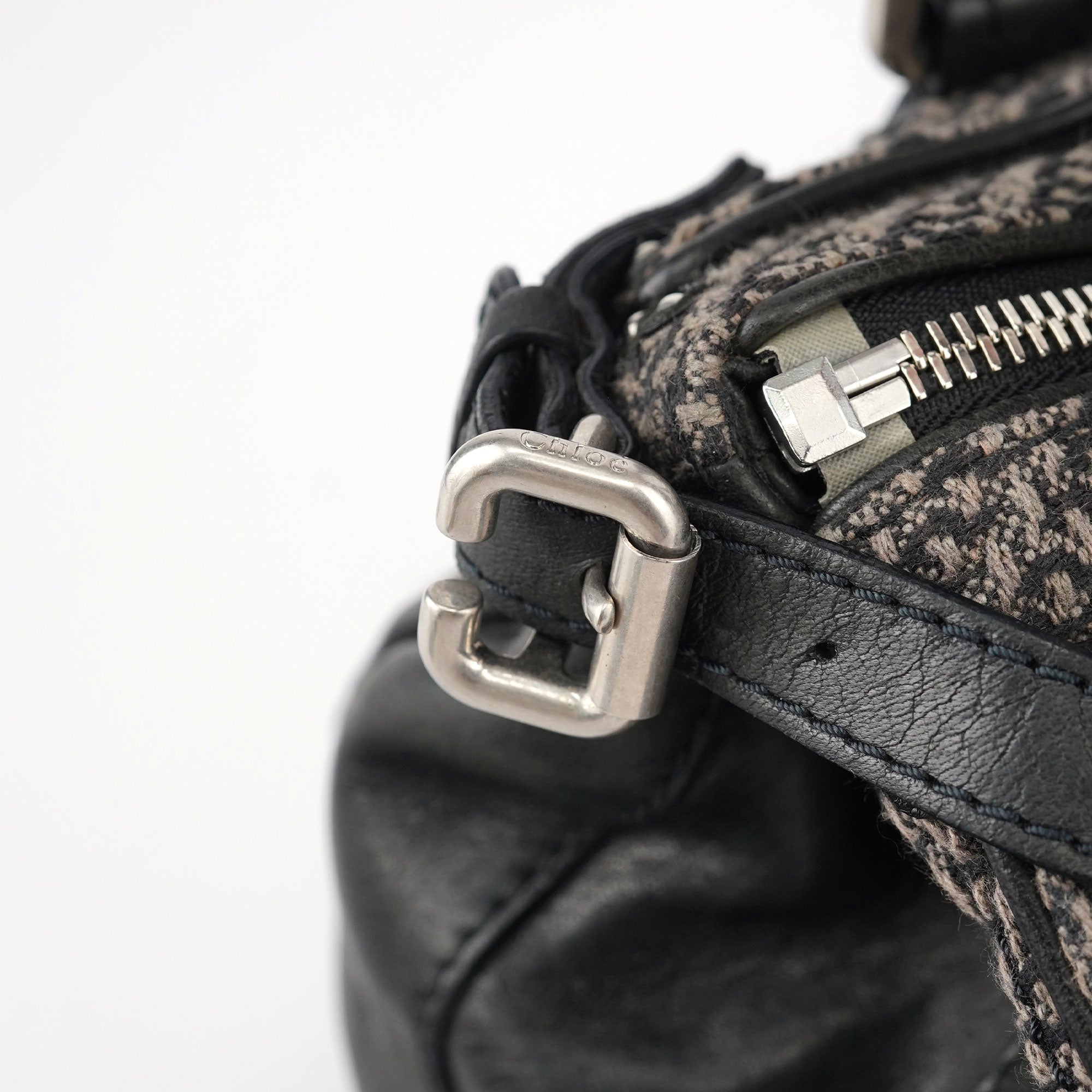 Black Leather Tweed Paddington Shoulder Bag