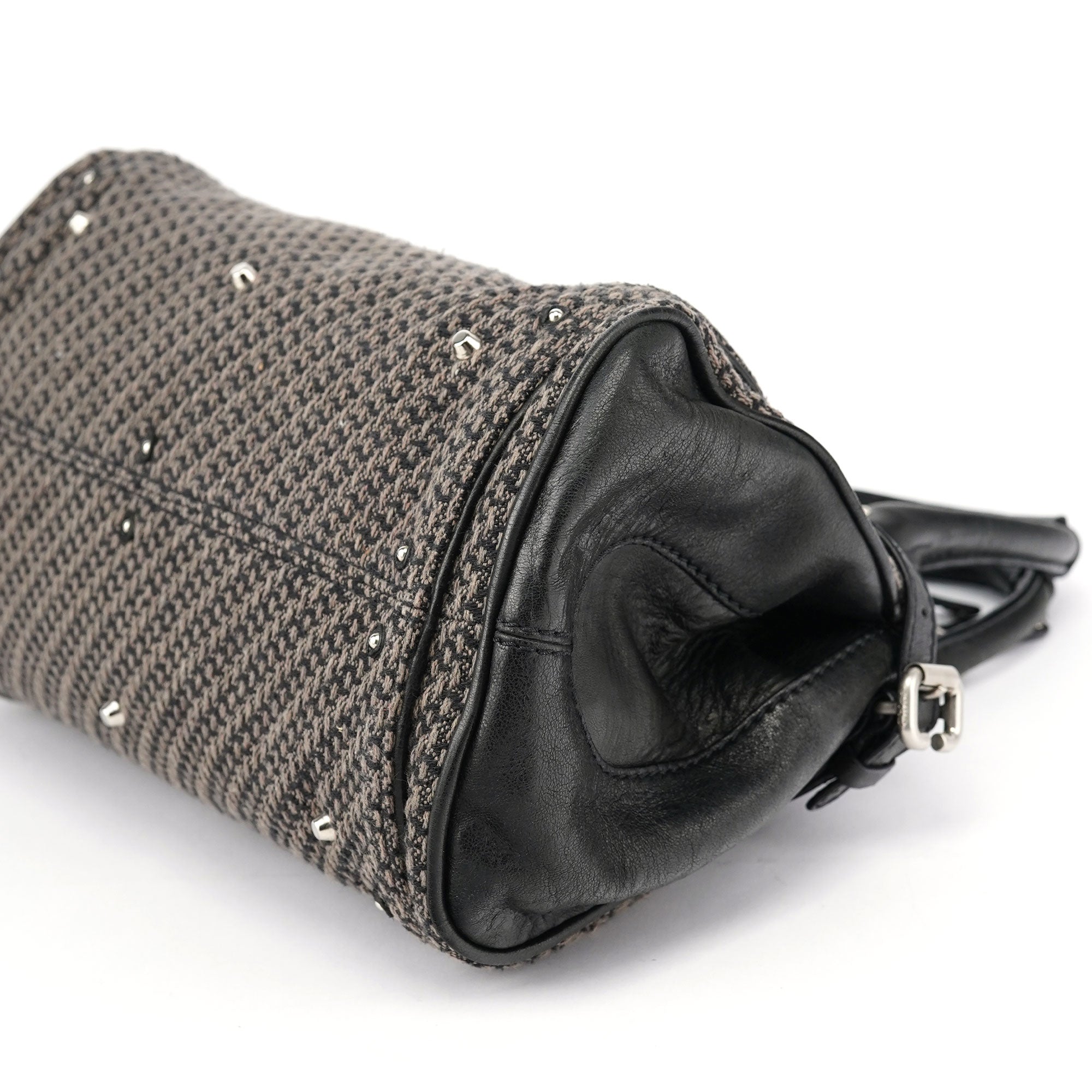 Black Leather Tweed Paddington Shoulder Bag