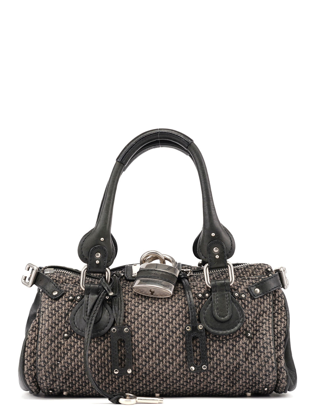 Black Leather Tweed Paddington Shoulder Bag