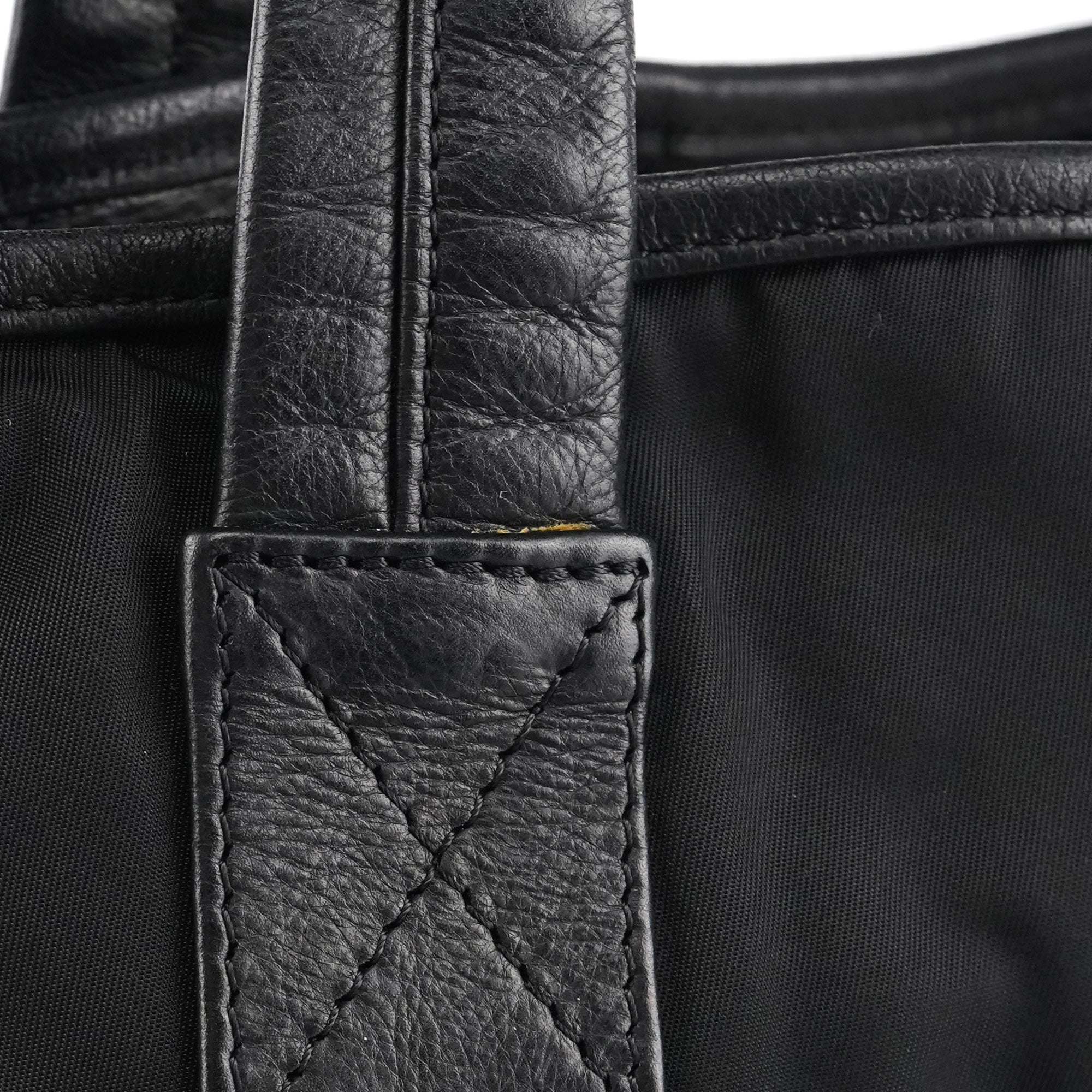Black Nylon Silver Logo Tote Bag