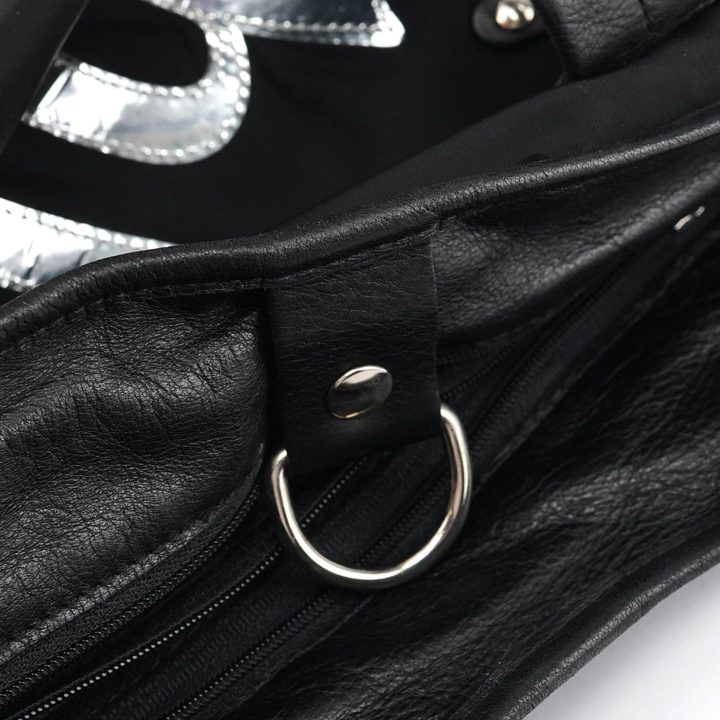 Black Nylon Silver Logo Tote Bag
