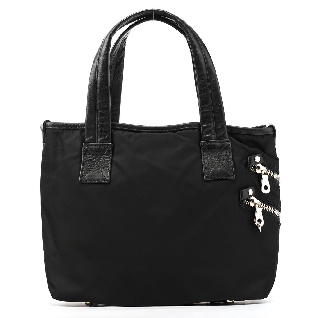 Black Nylon Silver Logo Tote Bag