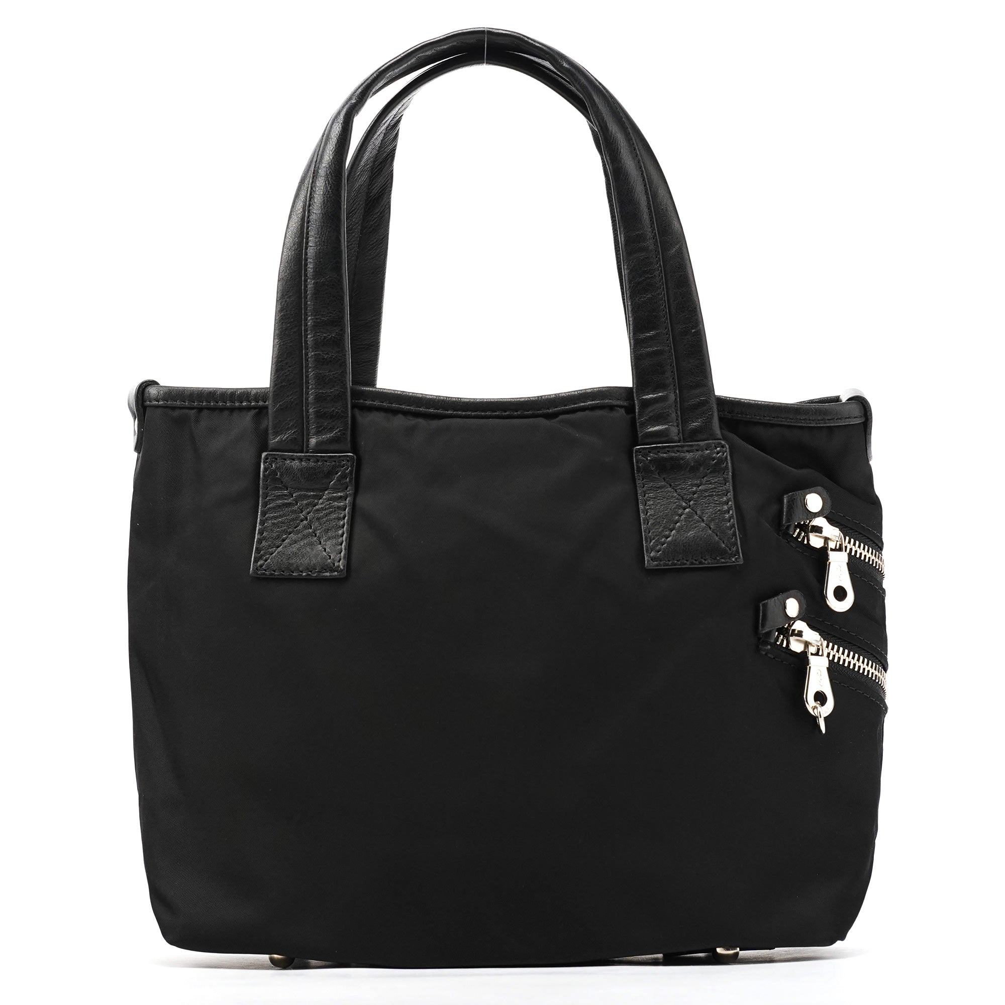 Black Nylon Silver Logo Tote Bag