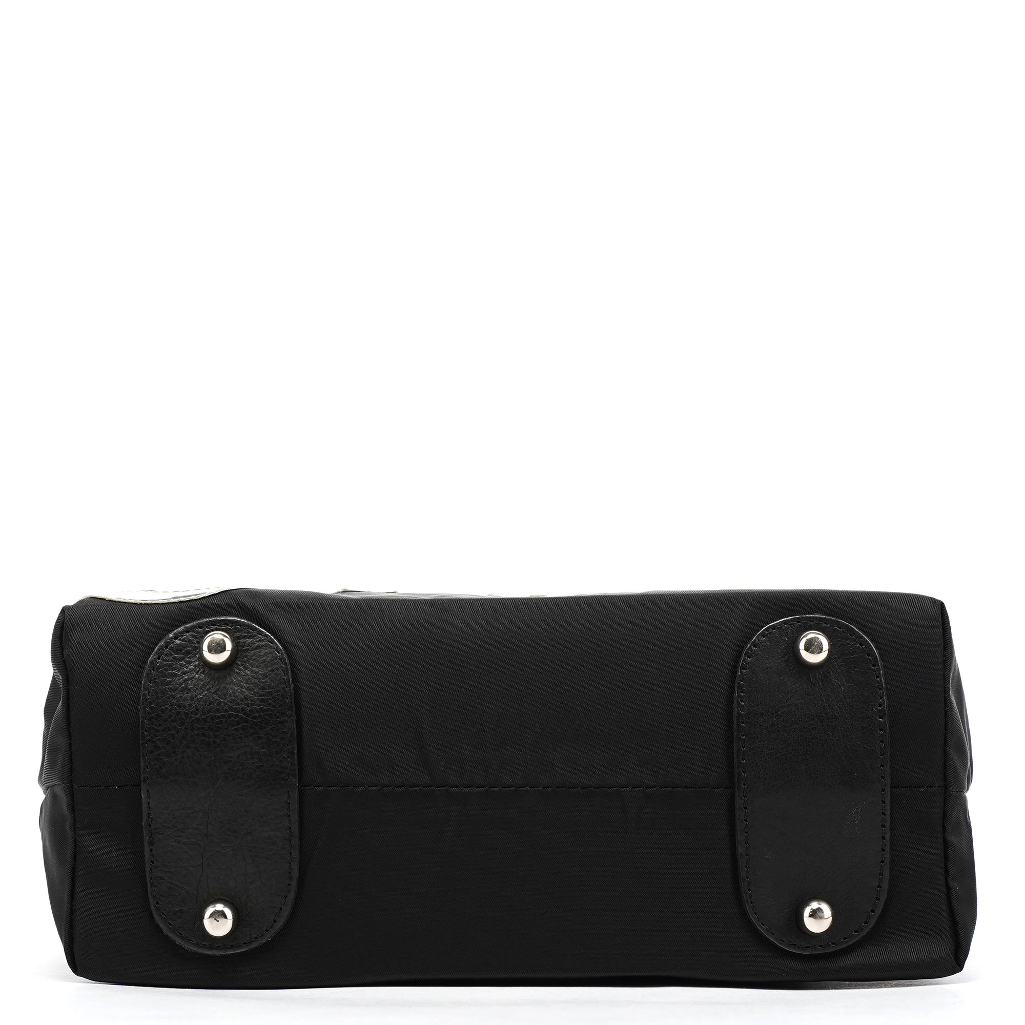 Black Nylon Silver Logo Tote Bag
