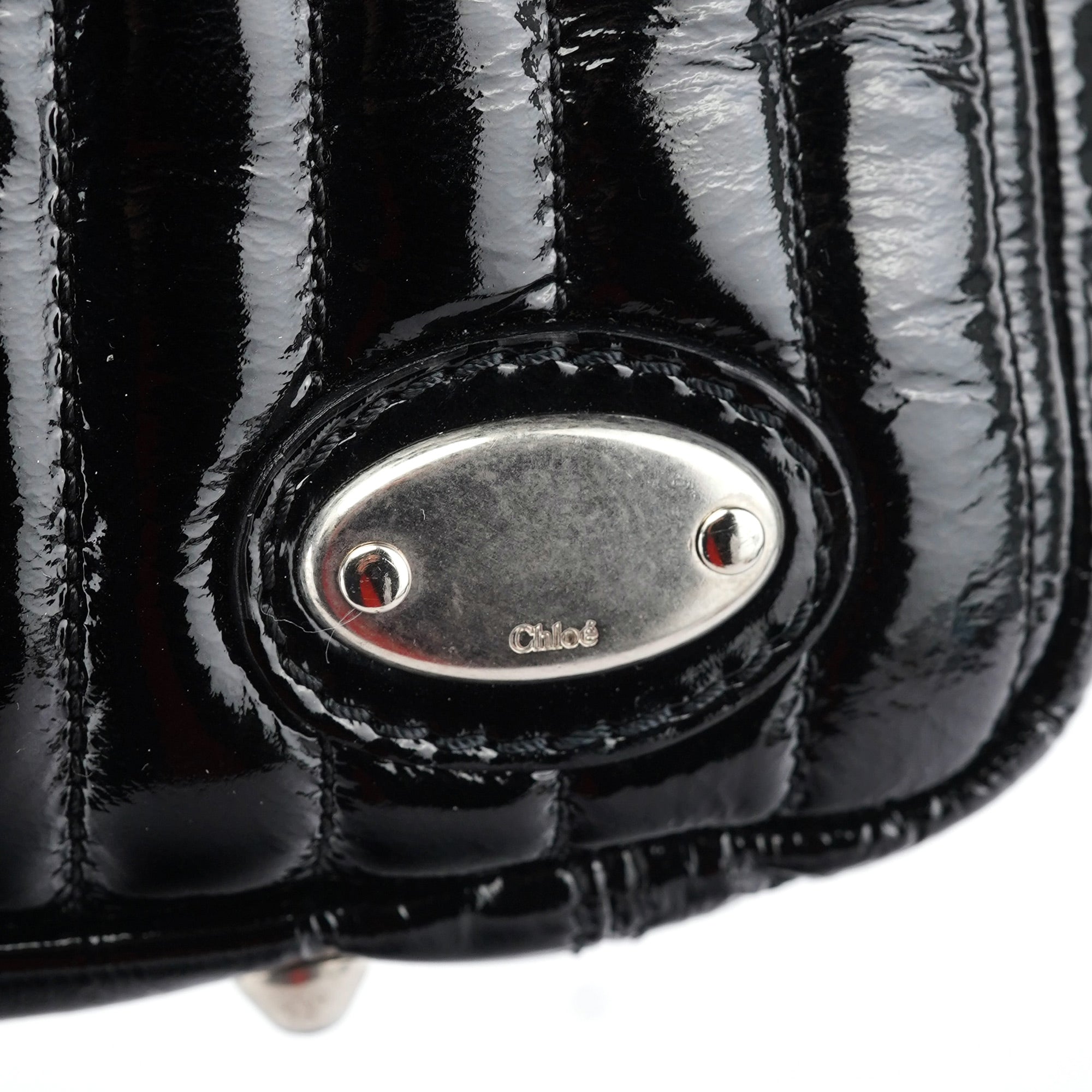 Black Patent Leather Bay Tote Bag
