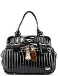 Black Patent Leather Bay Tote Bag