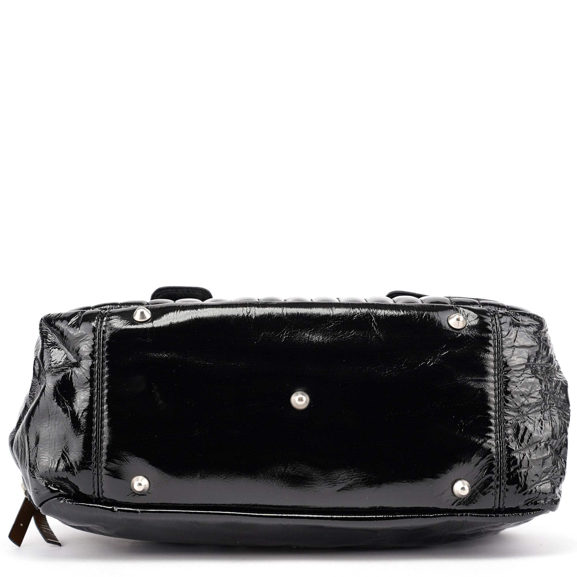 Black Patent Leather Bay Tote Bag