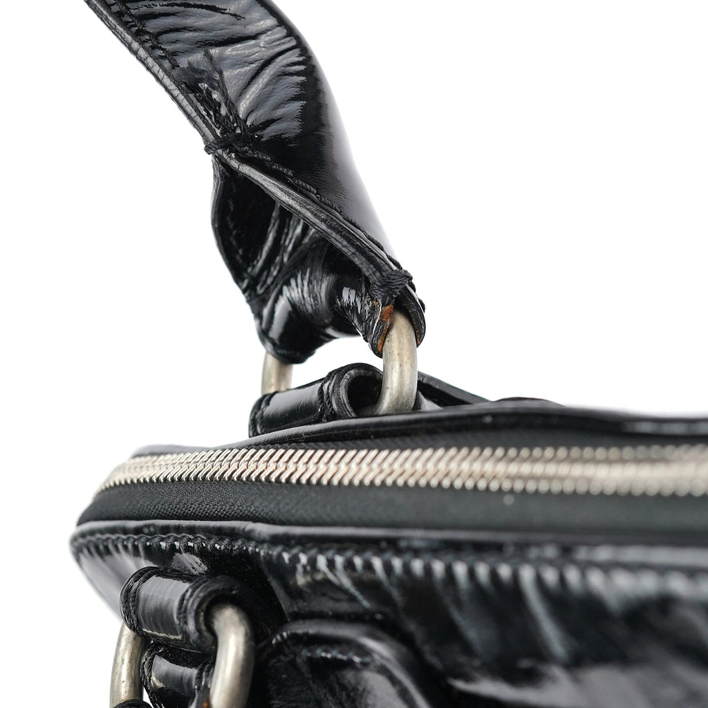 Black Patent Leather Bay Tote Bag