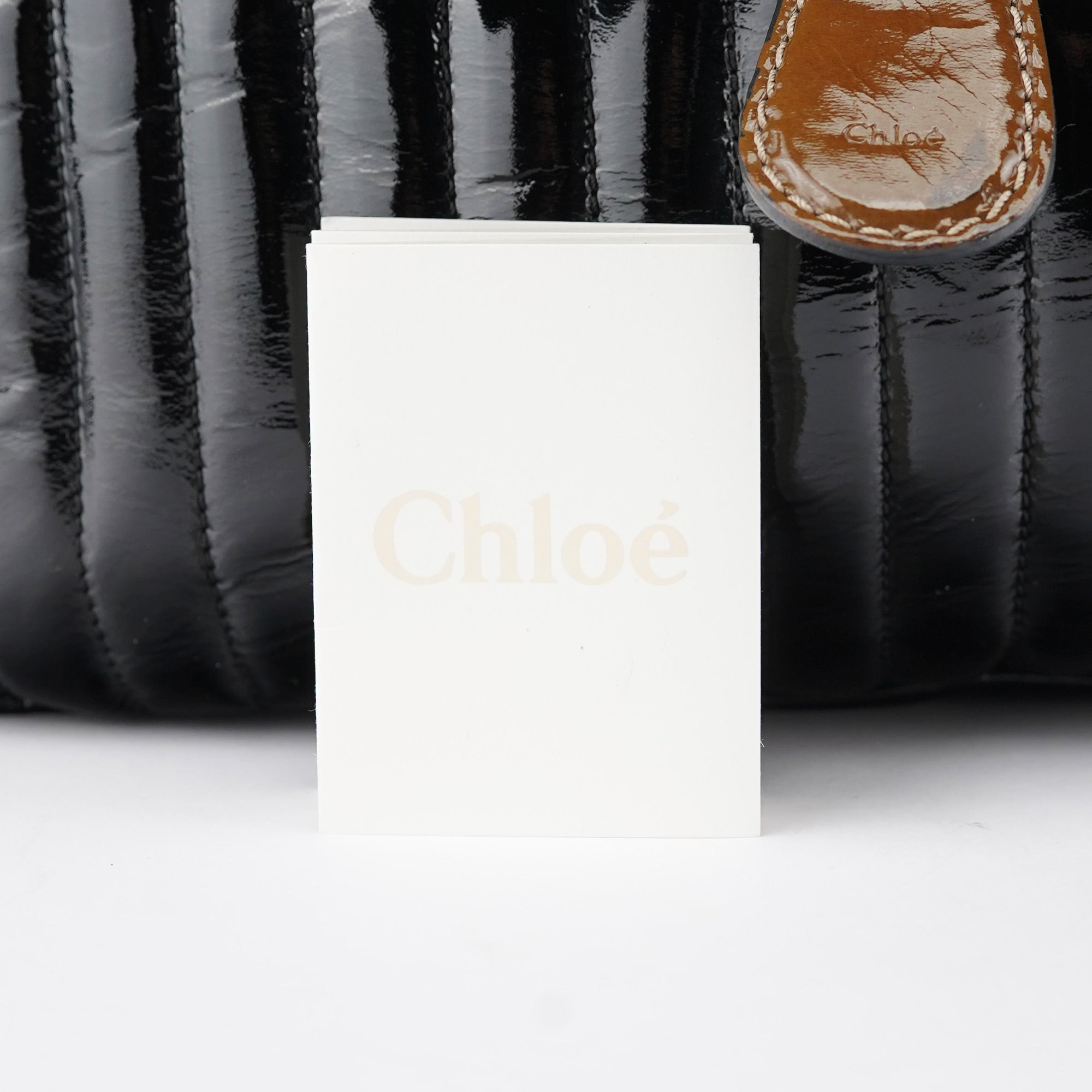 Black Patent Leather Bay Tote Bag