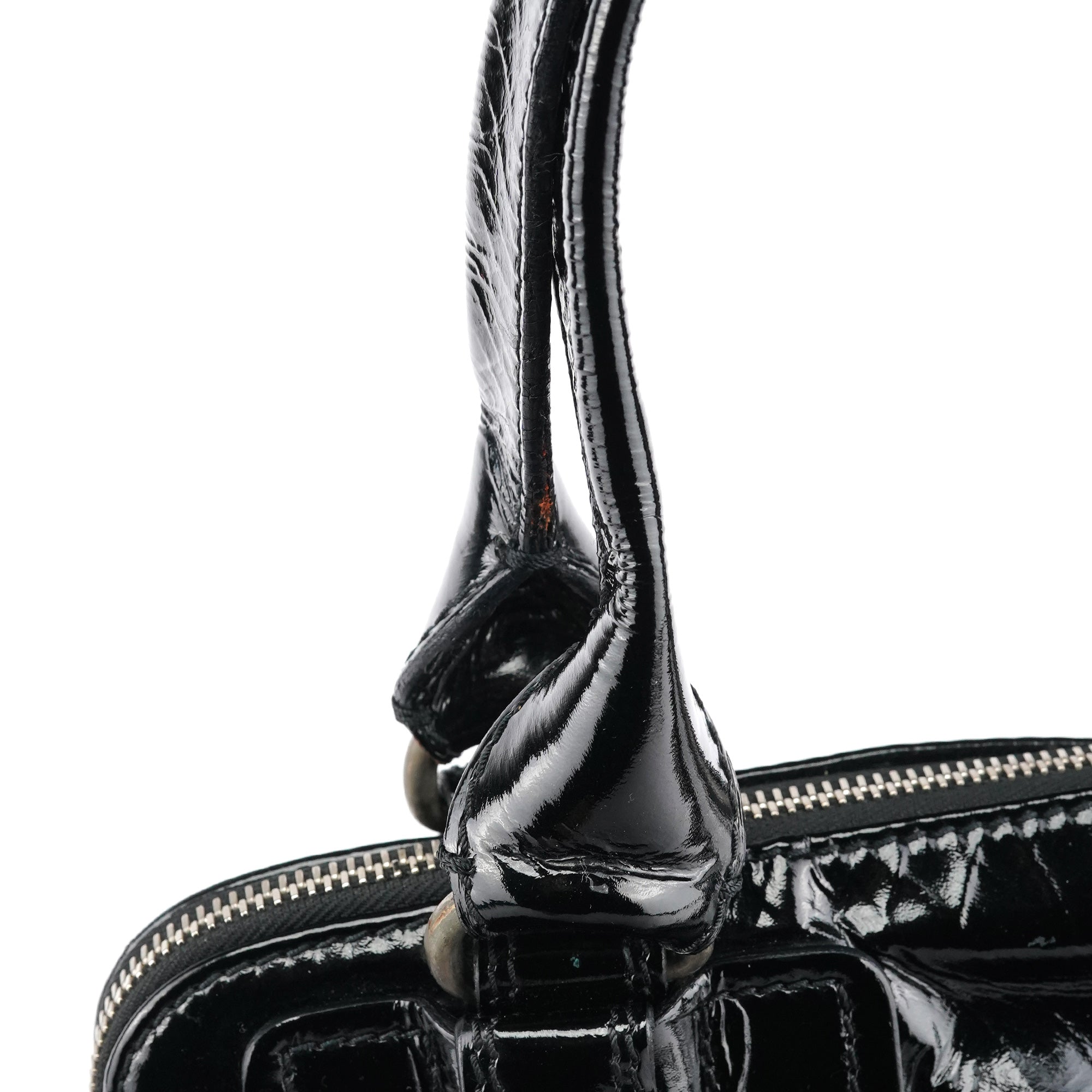 Black Patent Leather Bay Tote Bag