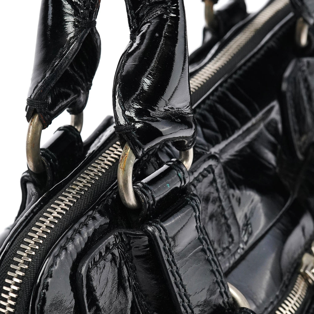 Black Patent Leather Bay Tote Bag