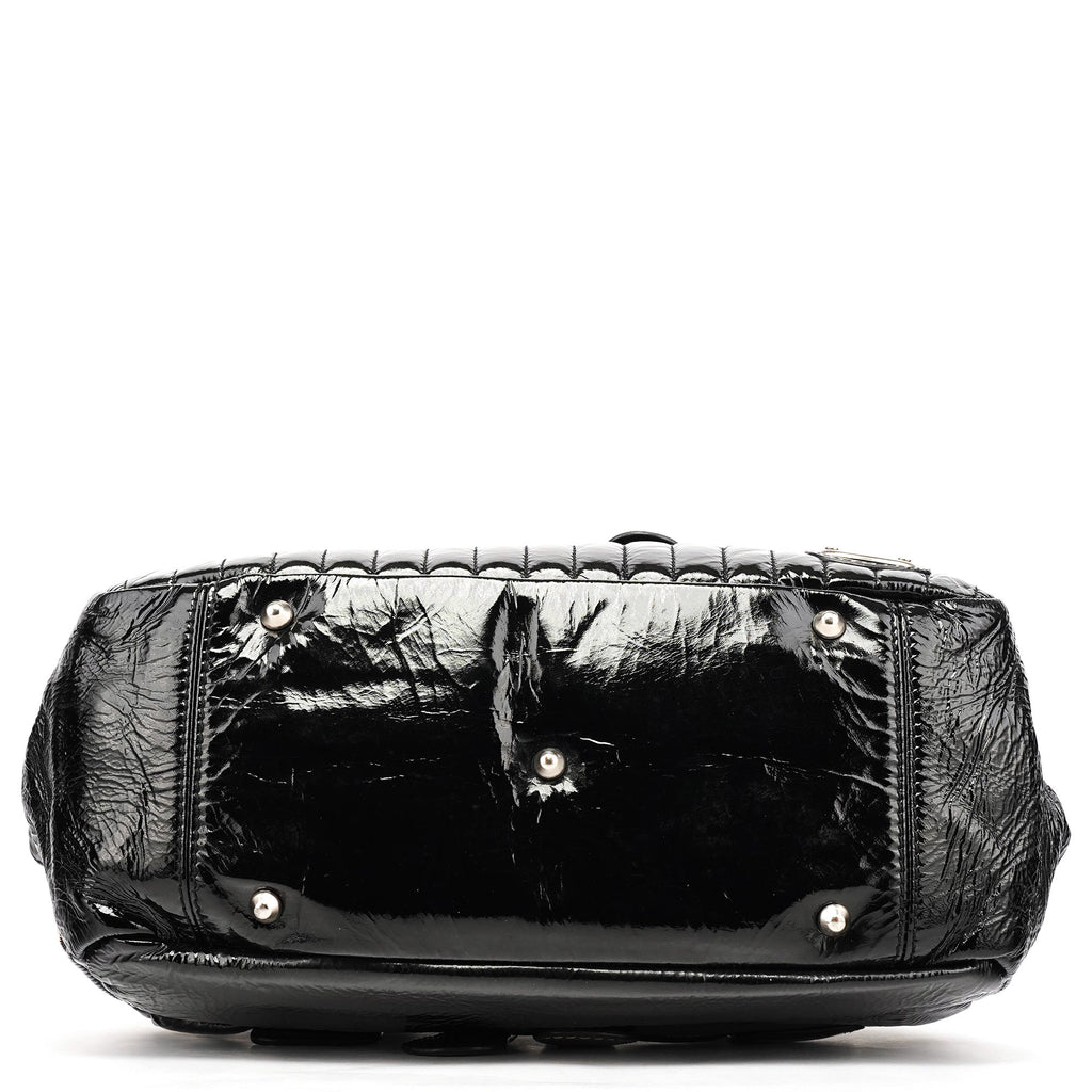 Black Patent Leather Bay Tote Bag