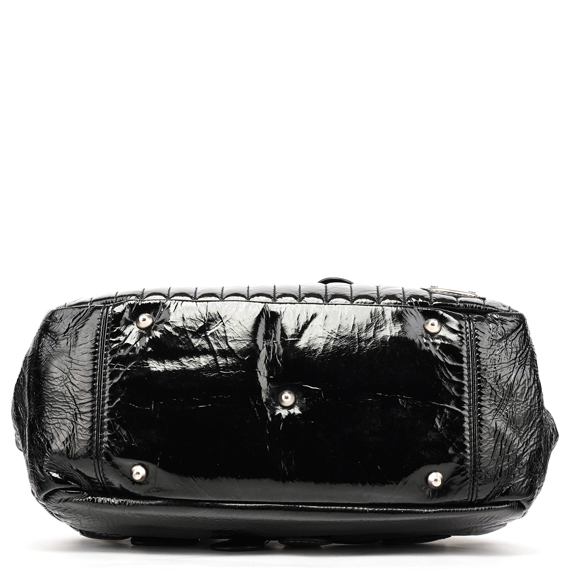Black Patent Leather Bay Tote Bag