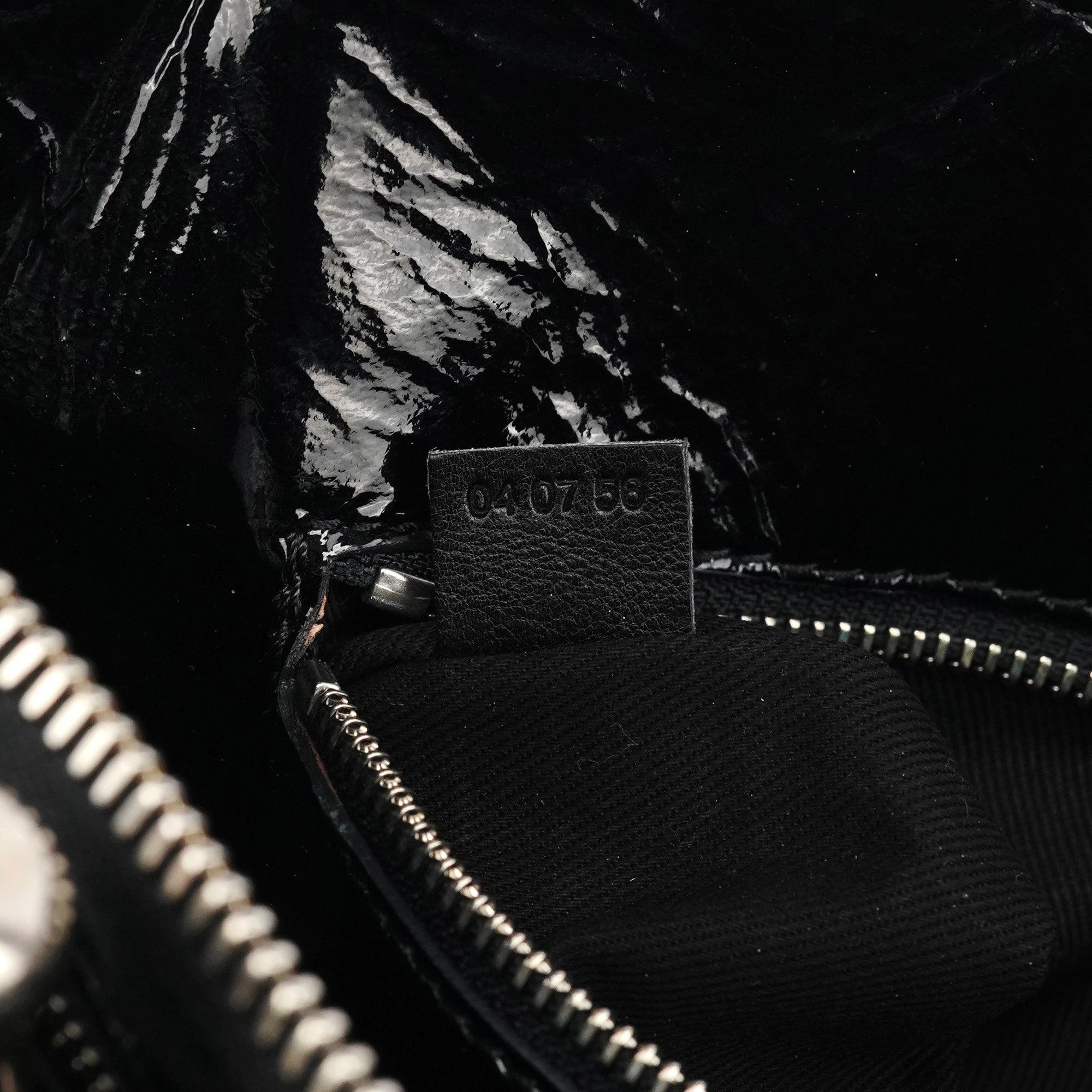 Black Patent Leather Bay Tote Bag