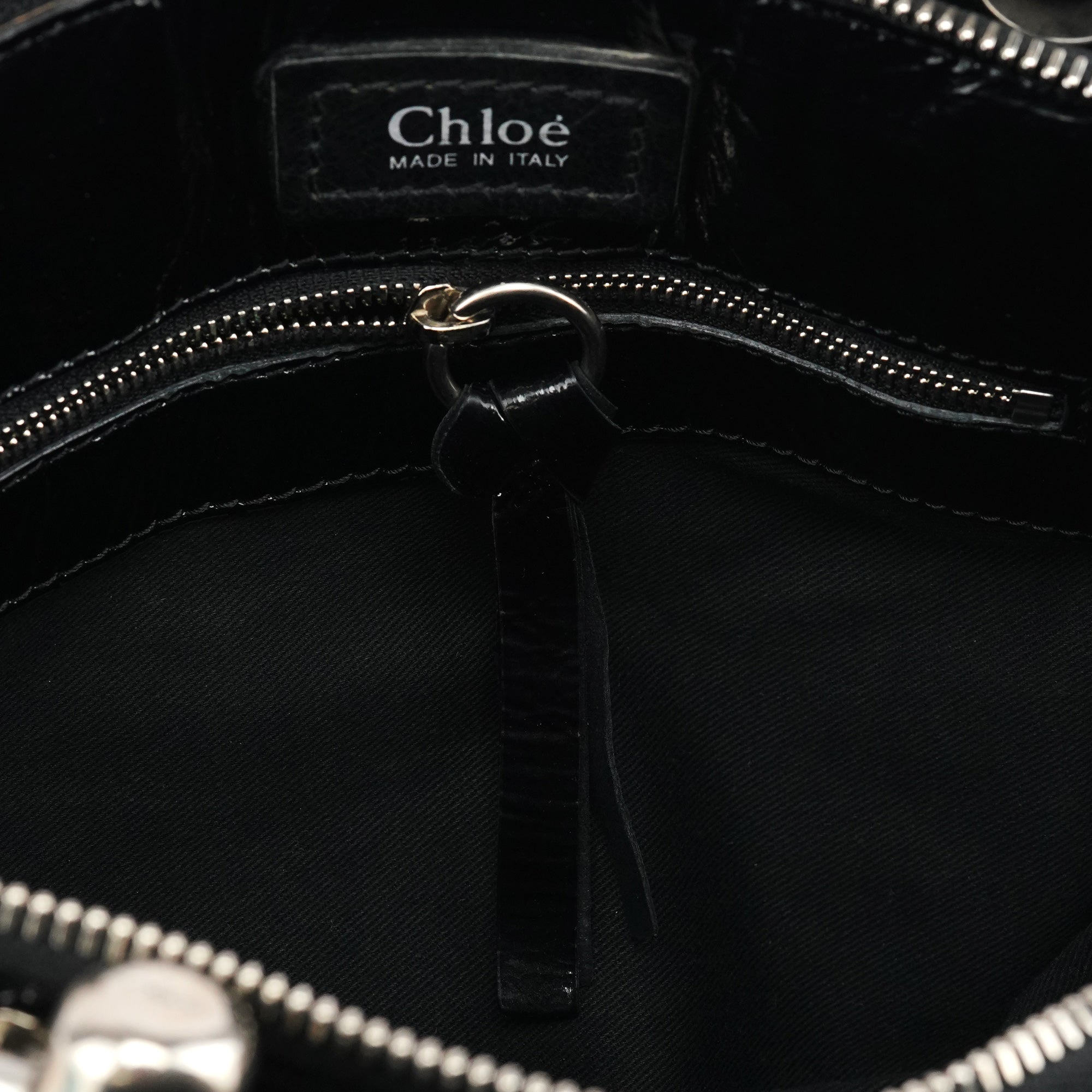 Black Patent Leather Bay Tote Bag
