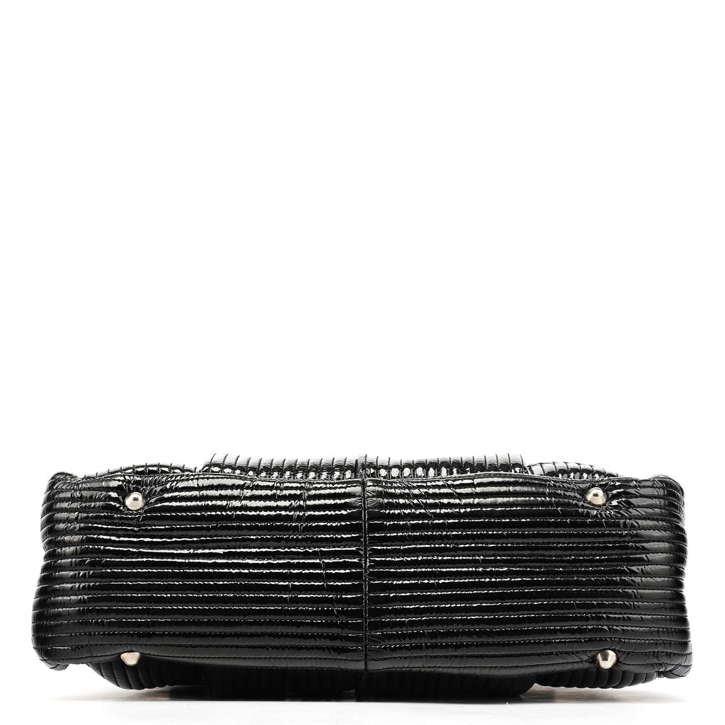 Black Patent Leather Bay Tote Bag