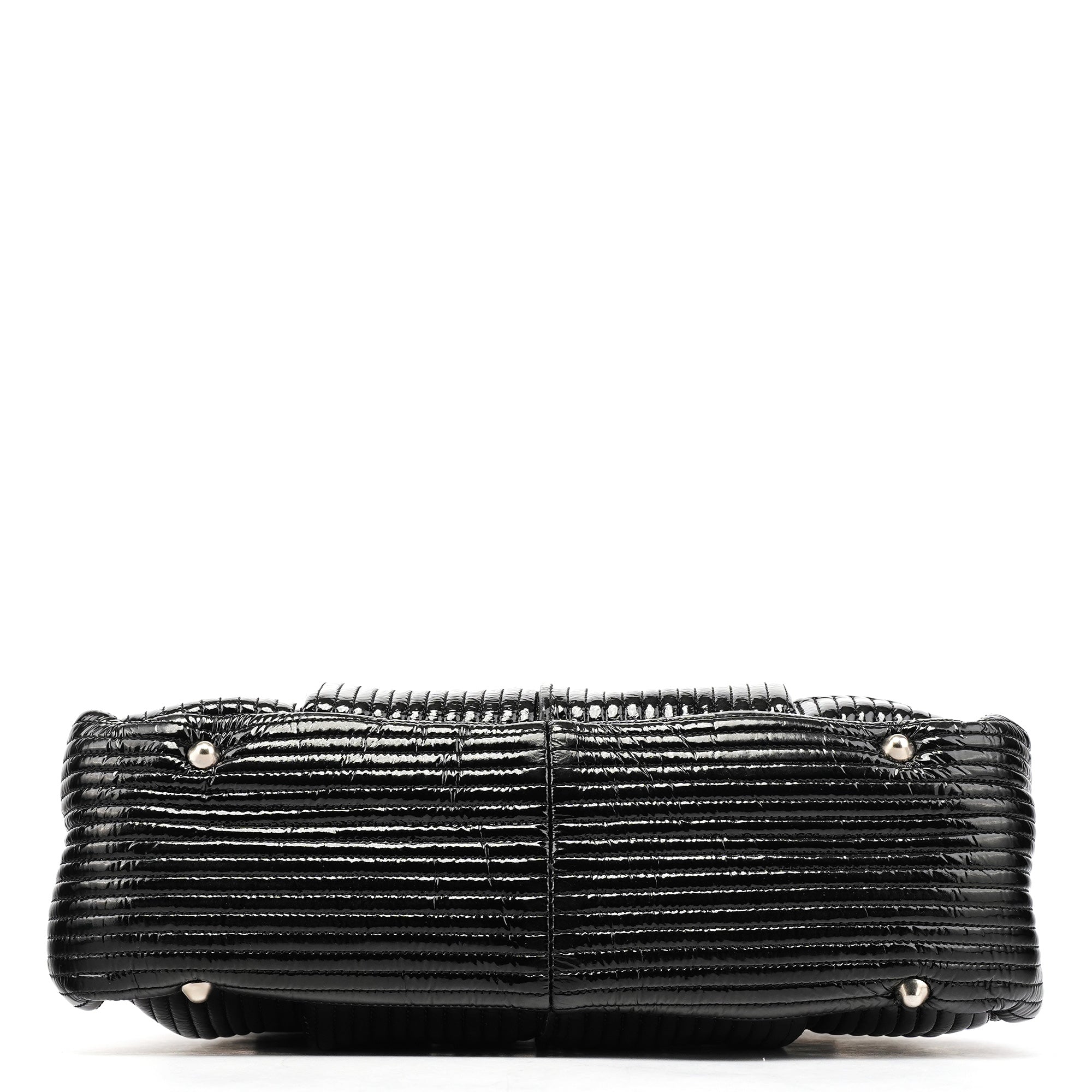 Black Patent Leather Bay Tote Bag