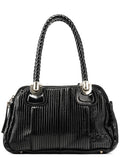 Black Patent Leather Bay Tote Bag