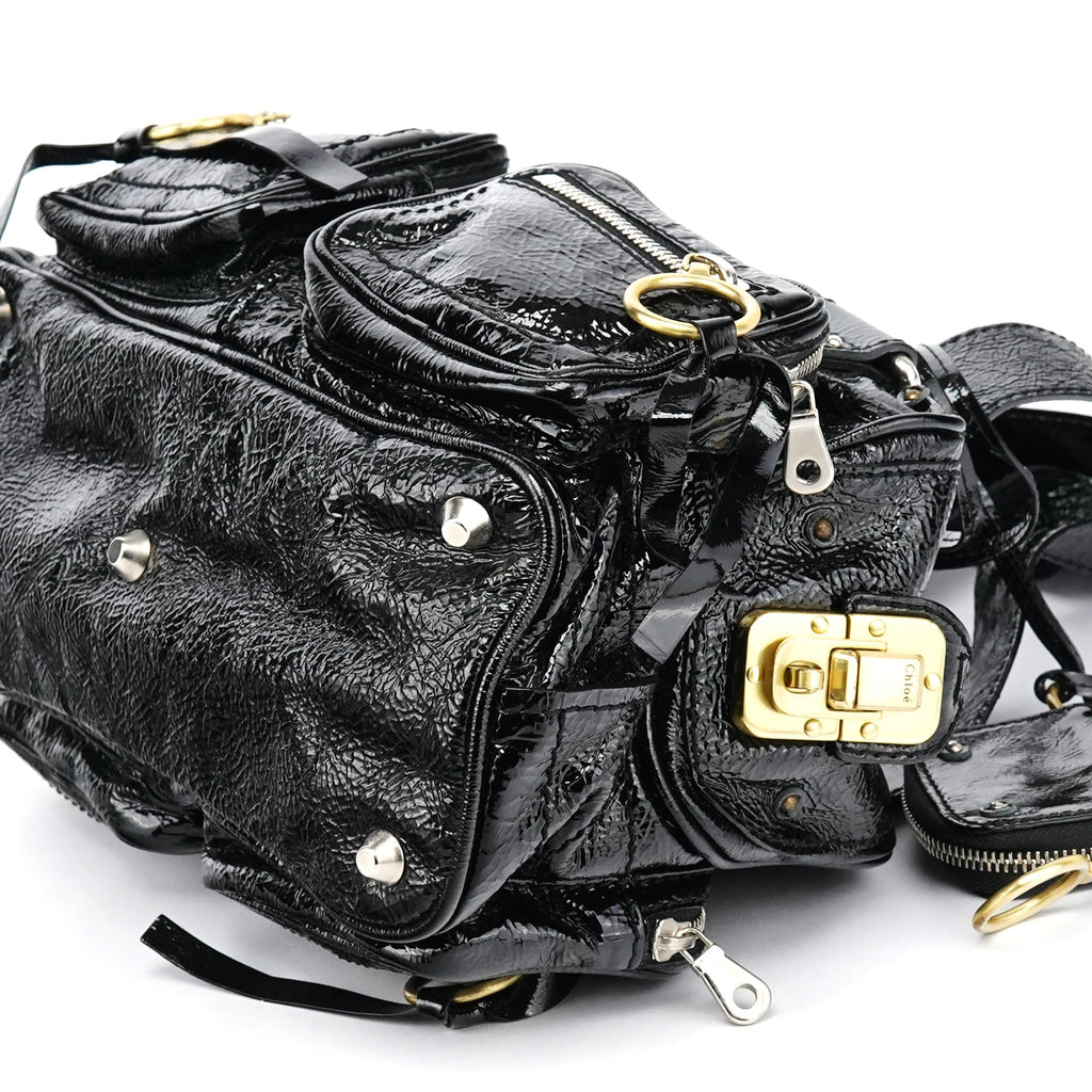 Black Patent Leather Betty Tote Bag