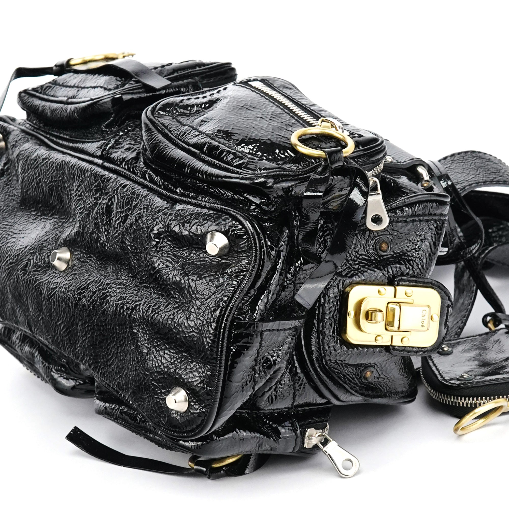 Black Patent Leather Betty Tote Bag