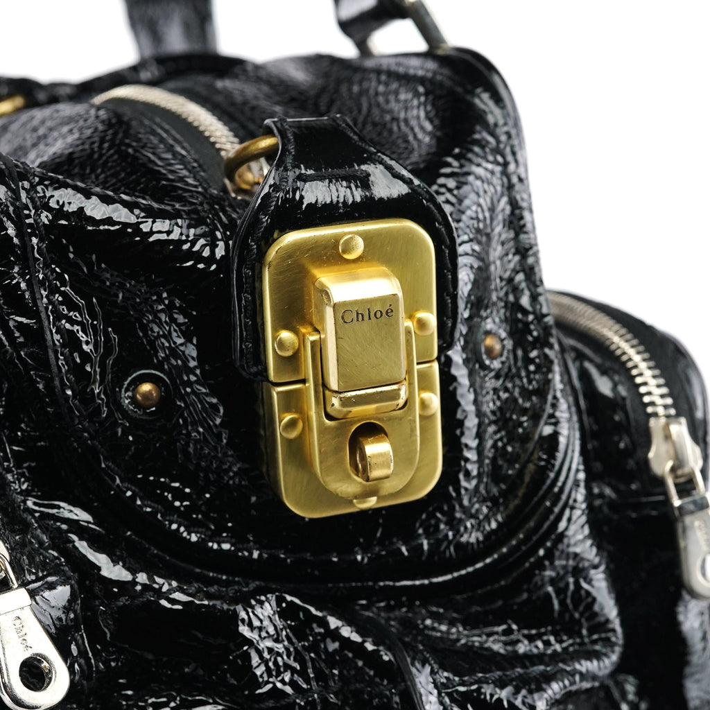 Black Patent Leather Betty Tote Bag