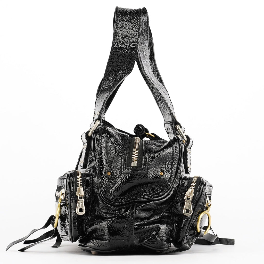Black Patent Leather Betty Tote Bag