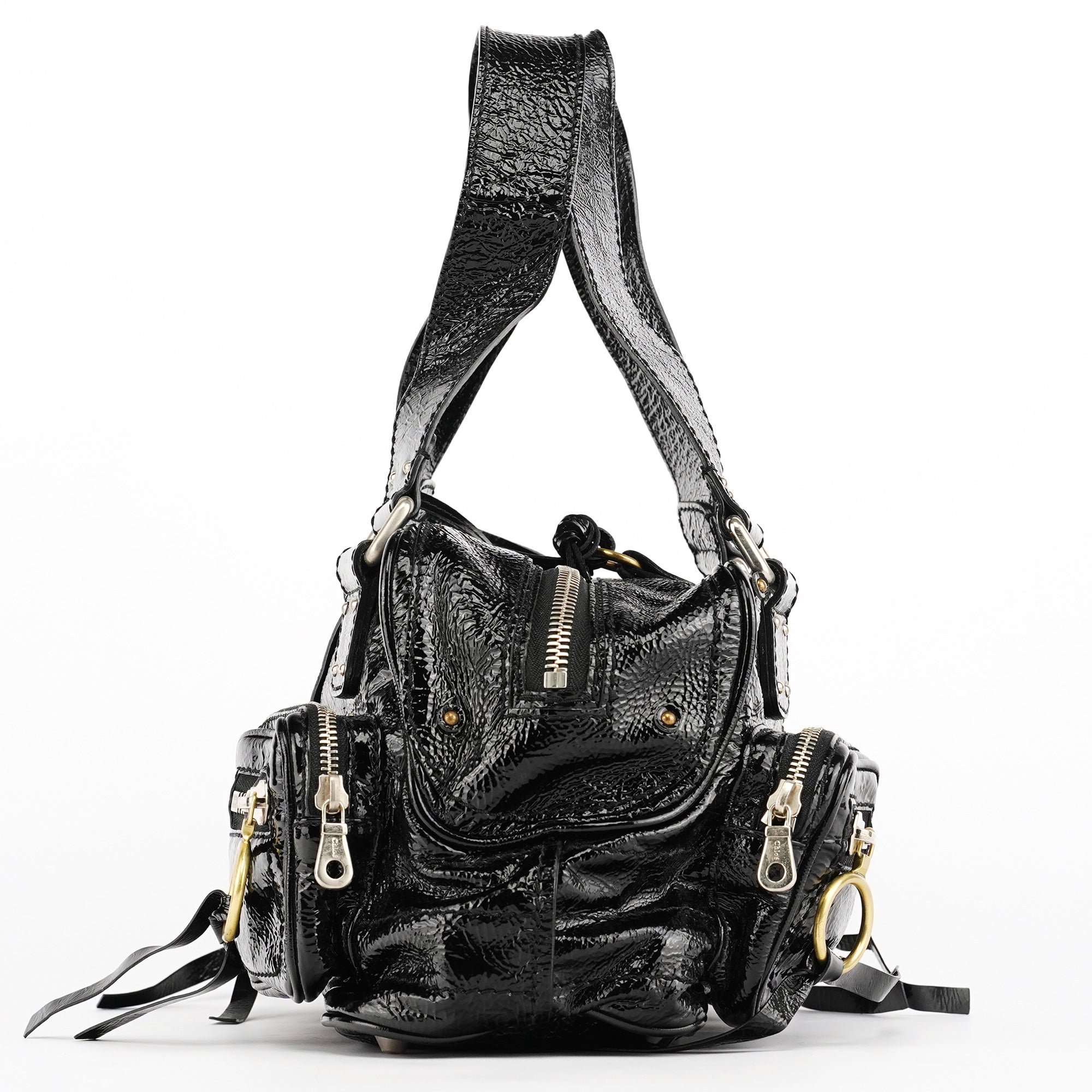 Black Patent Leather Betty Tote Bag