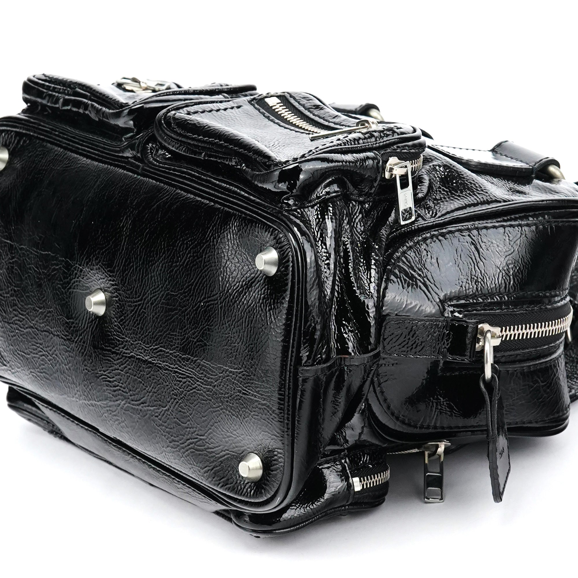 Black Patent Leather Betty Tote Bag