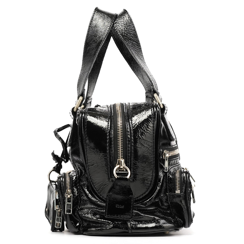 Black Patent Leather Betty Tote Bag
