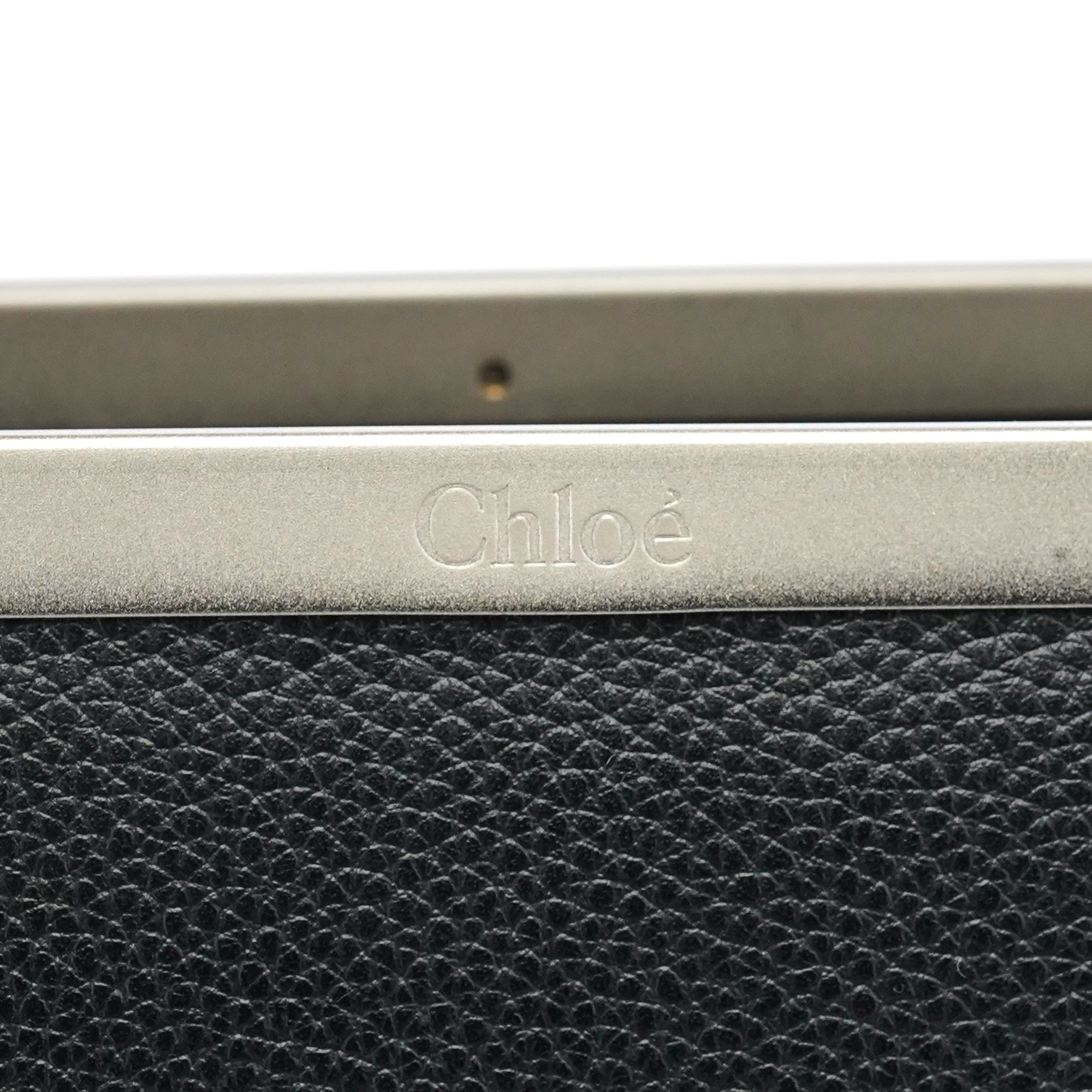 Black Pebbled Leather Metal Handle Bag