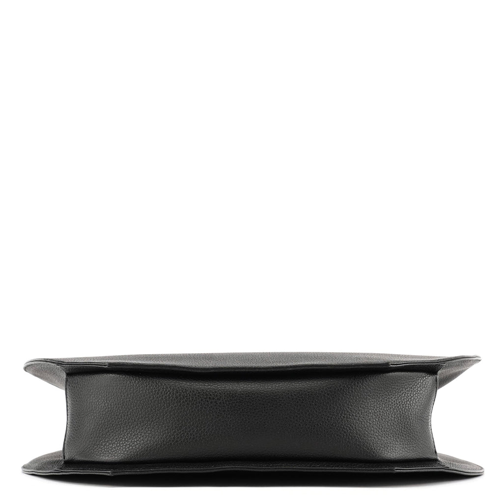 Black Pebbled Leather Metal Handle Bag