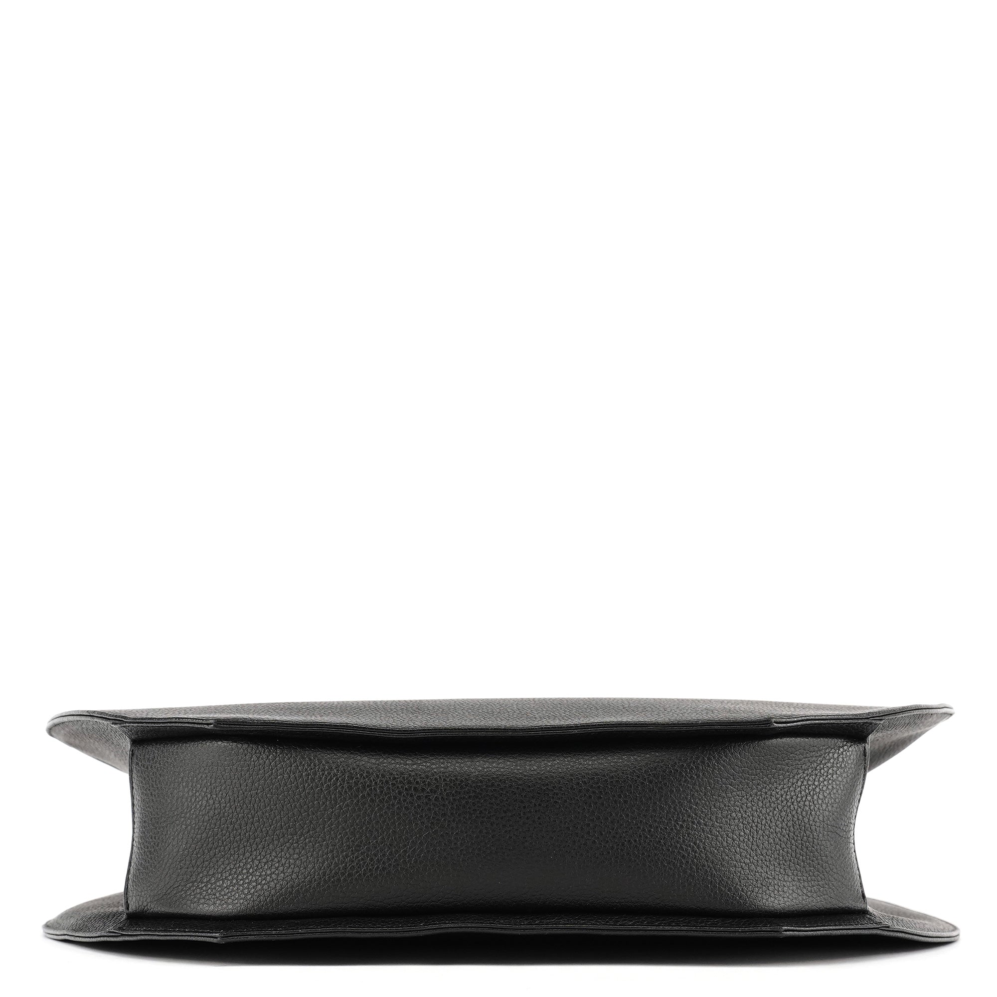 Black Pebbled Leather Metal Handle Bag