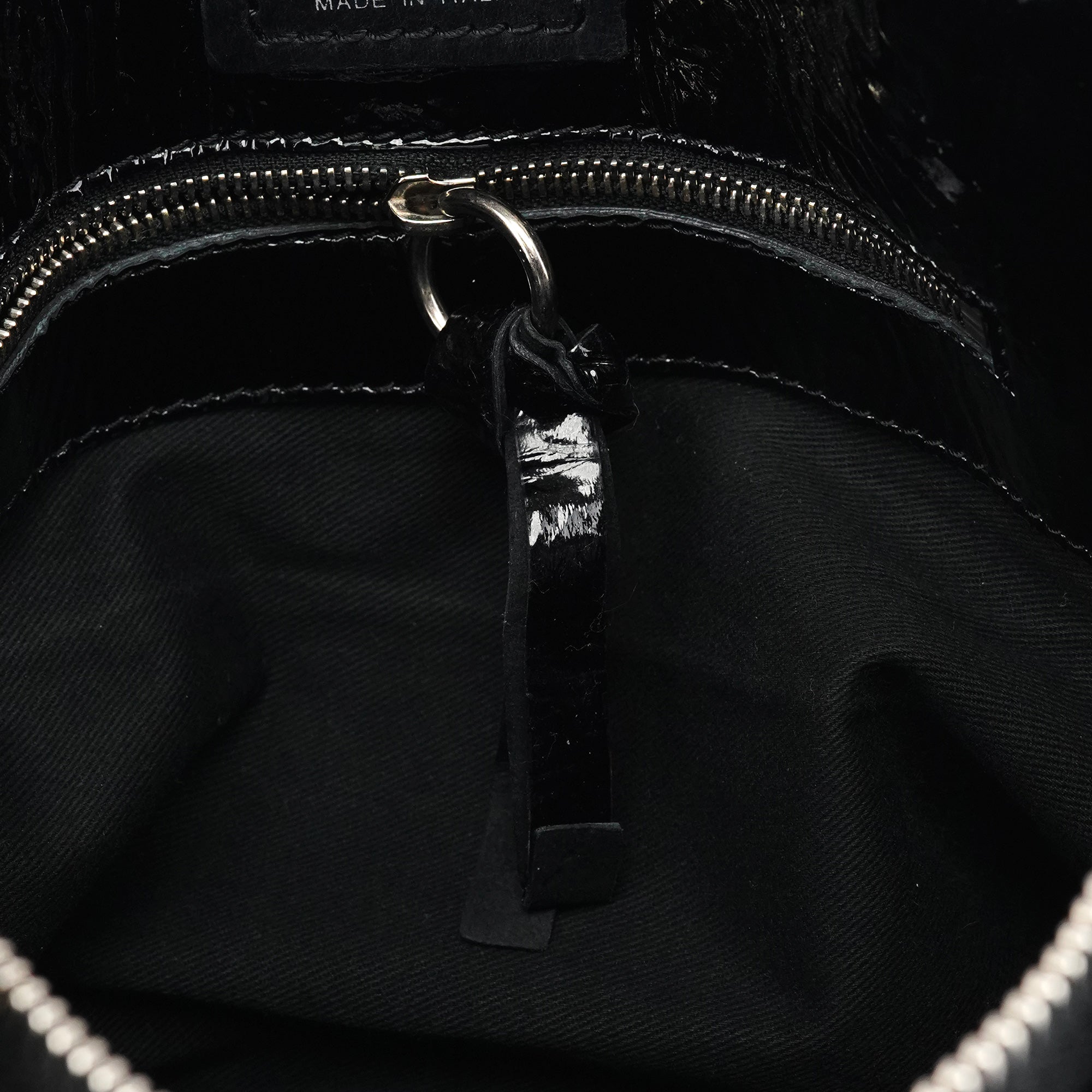Black Quilted Patent Leather Bay Tote Bag