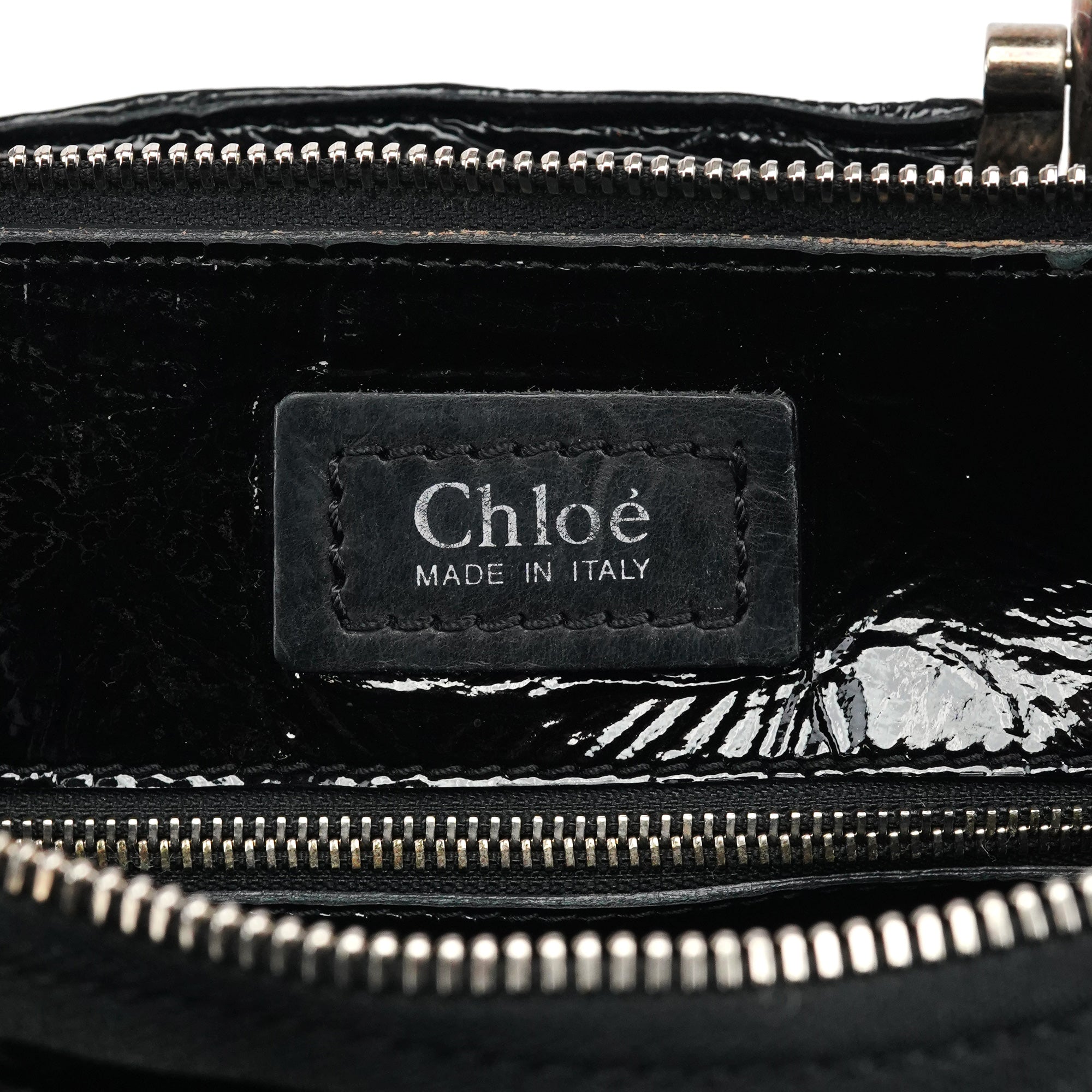 Black Quilted Patent Leather Bay Tote Bag