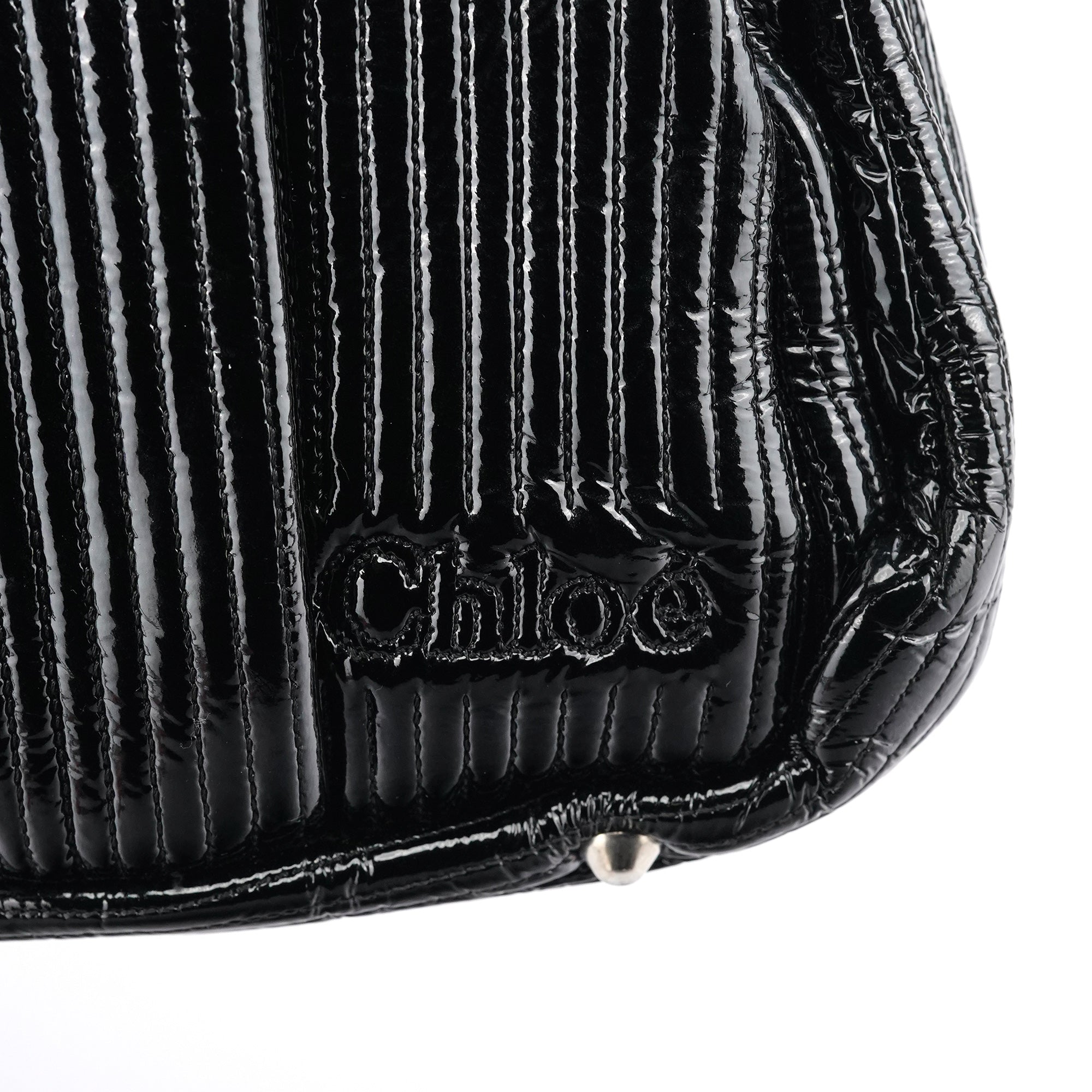 Black Quilted Patent Leather Bay Tote Bag