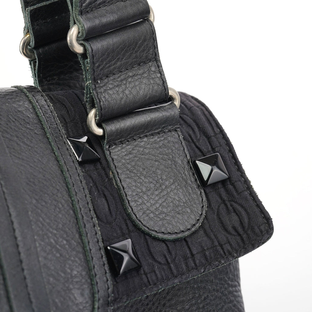 Black Studded Leather Tote Bag