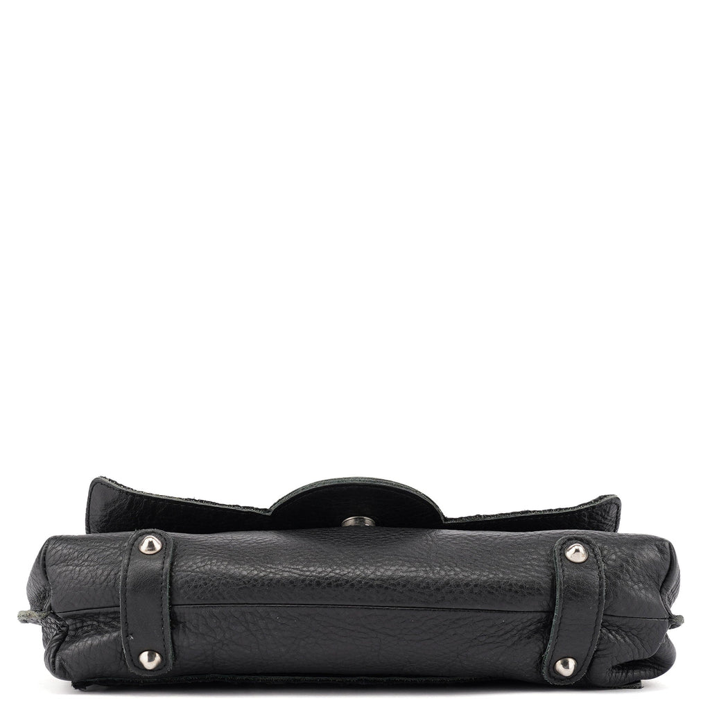 Black Studded Leather Tote Bag