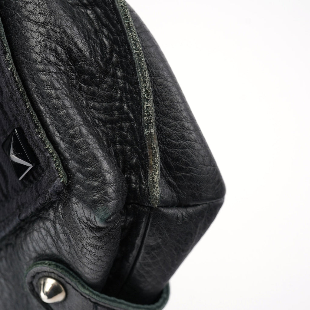 Black Studded Leather Tote Bag