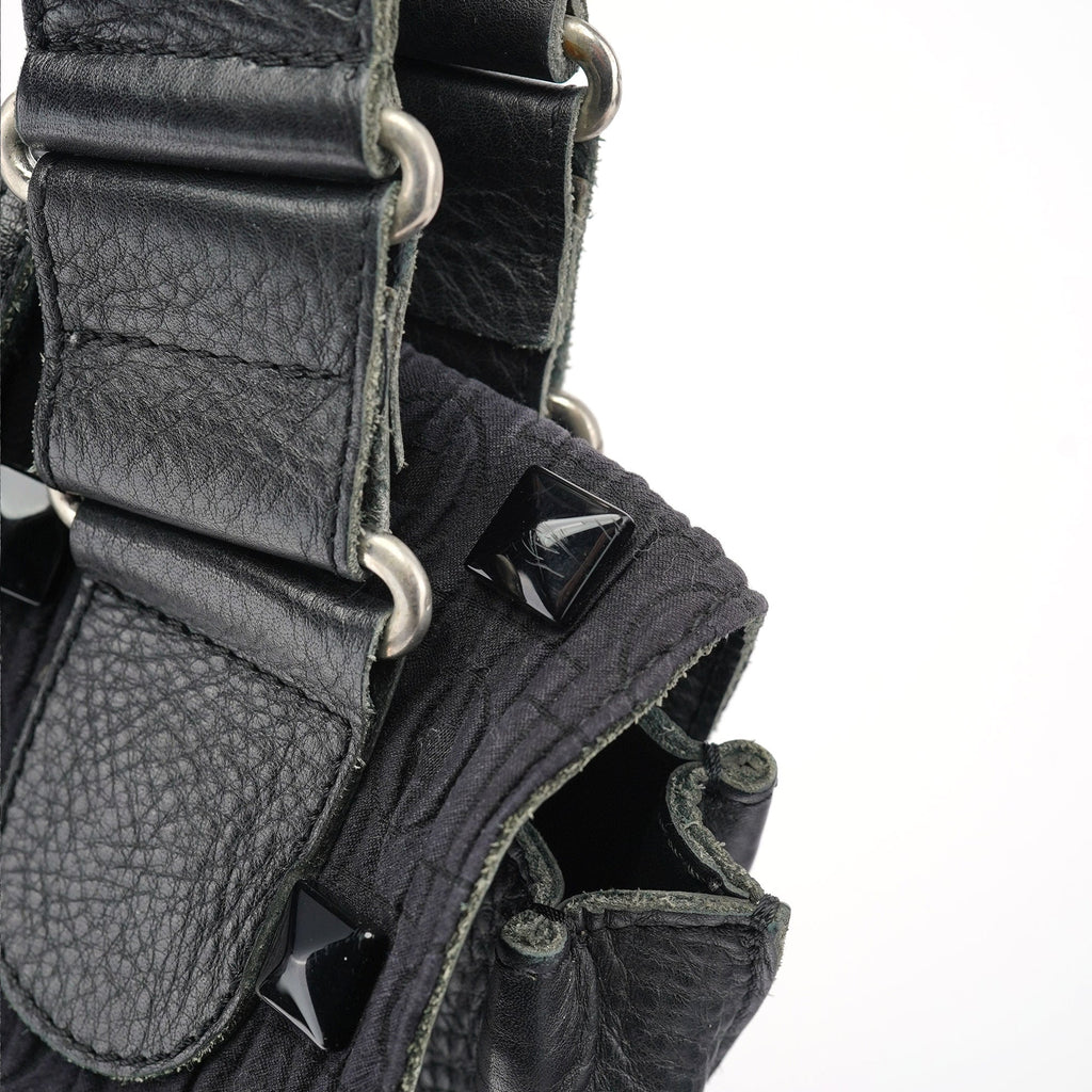 Black Studded Leather Tote Bag