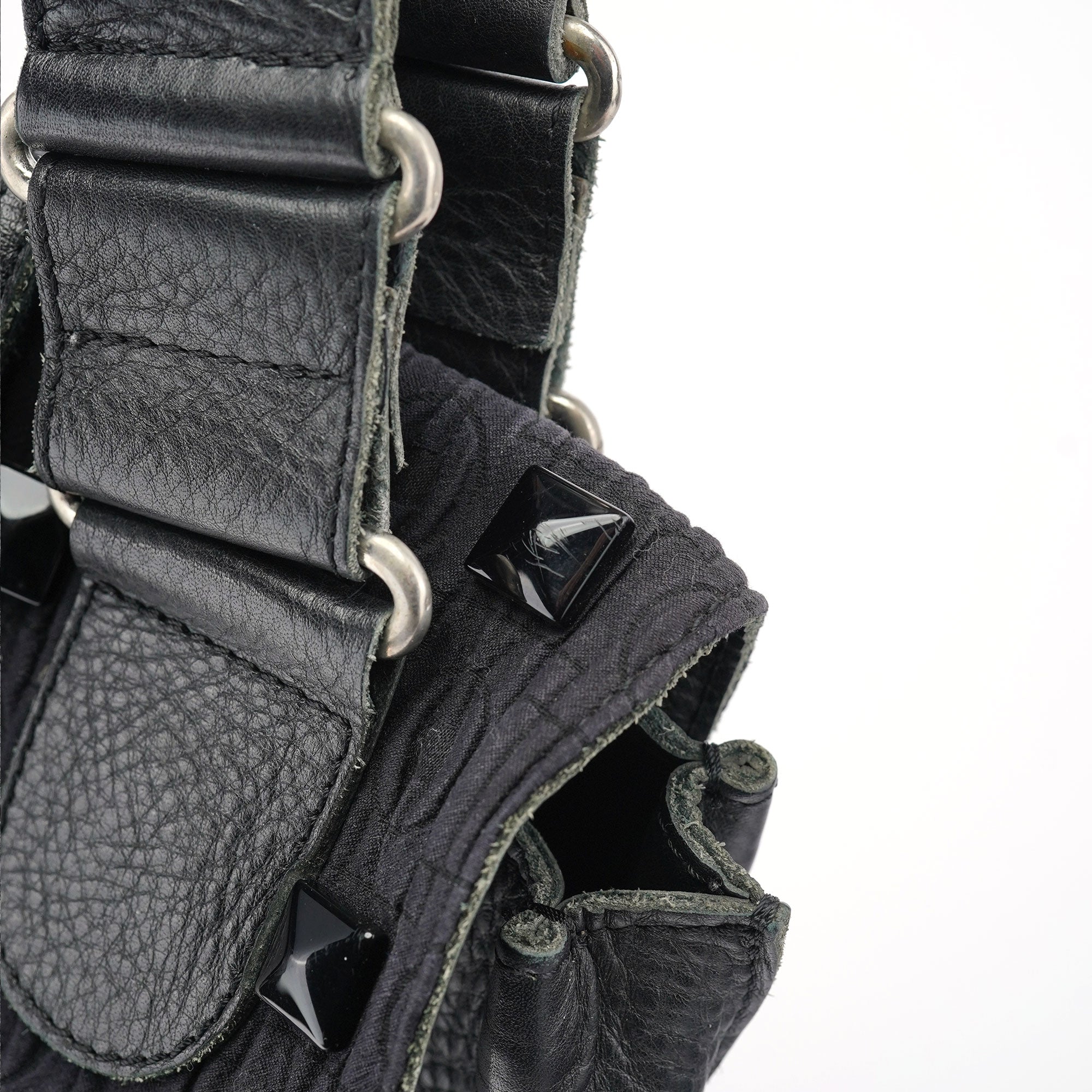 Black Studded Leather Tote Bag