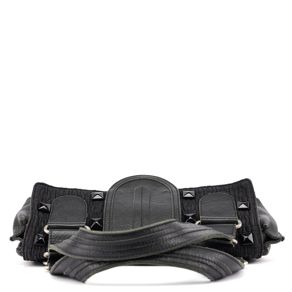 Black Studded Leather Tote Bag