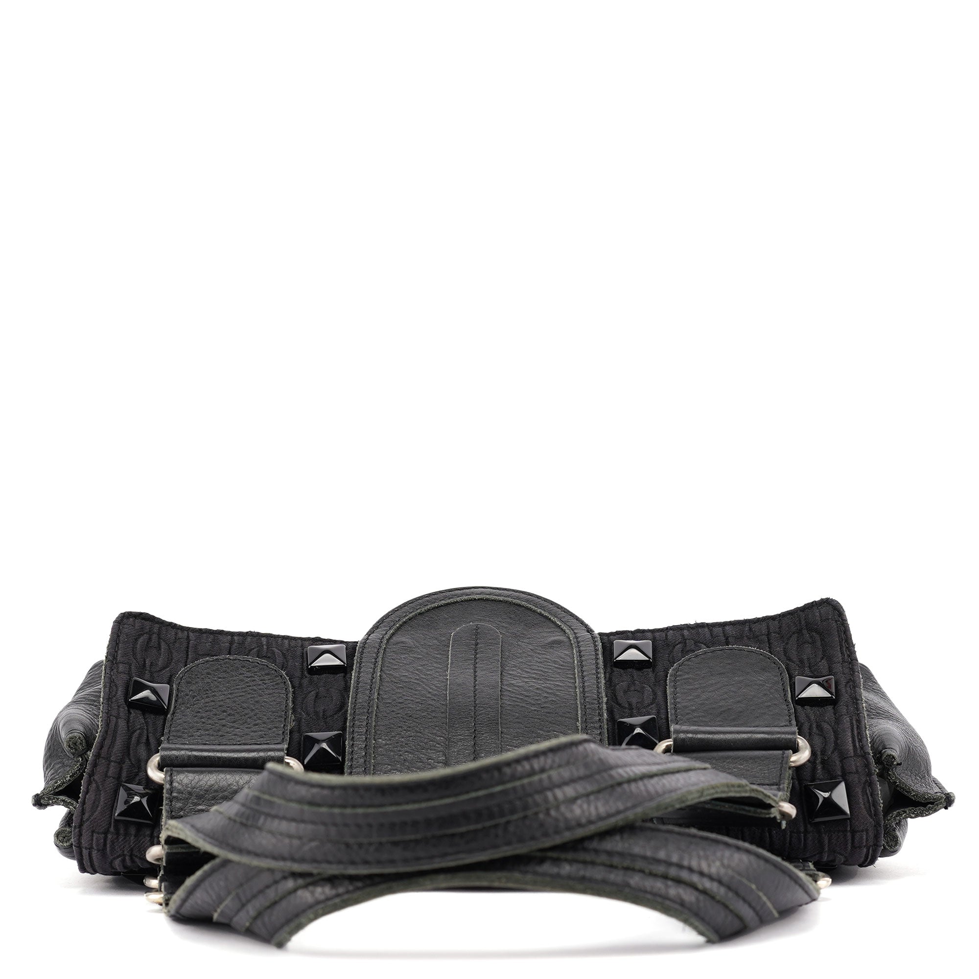Black Studded Leather Tote Bag