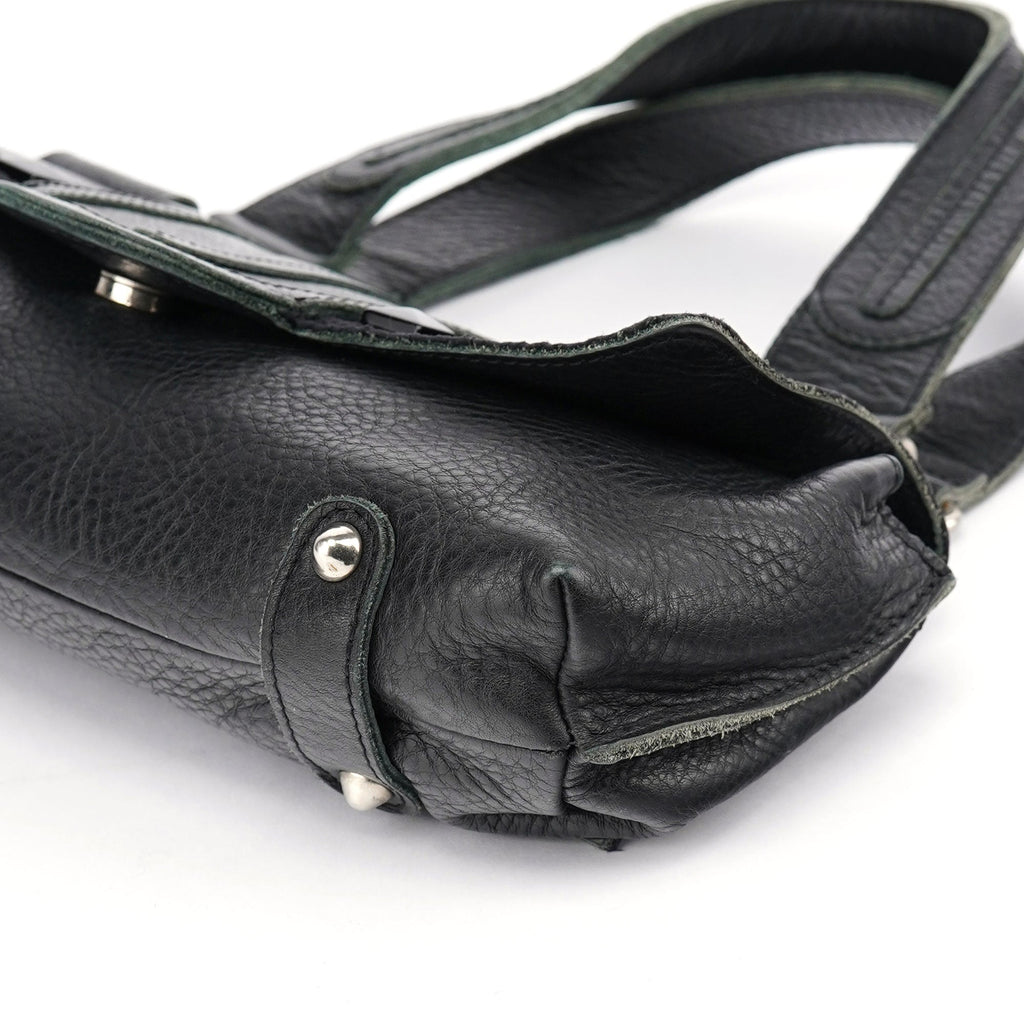 Black Studded Leather Tote Bag