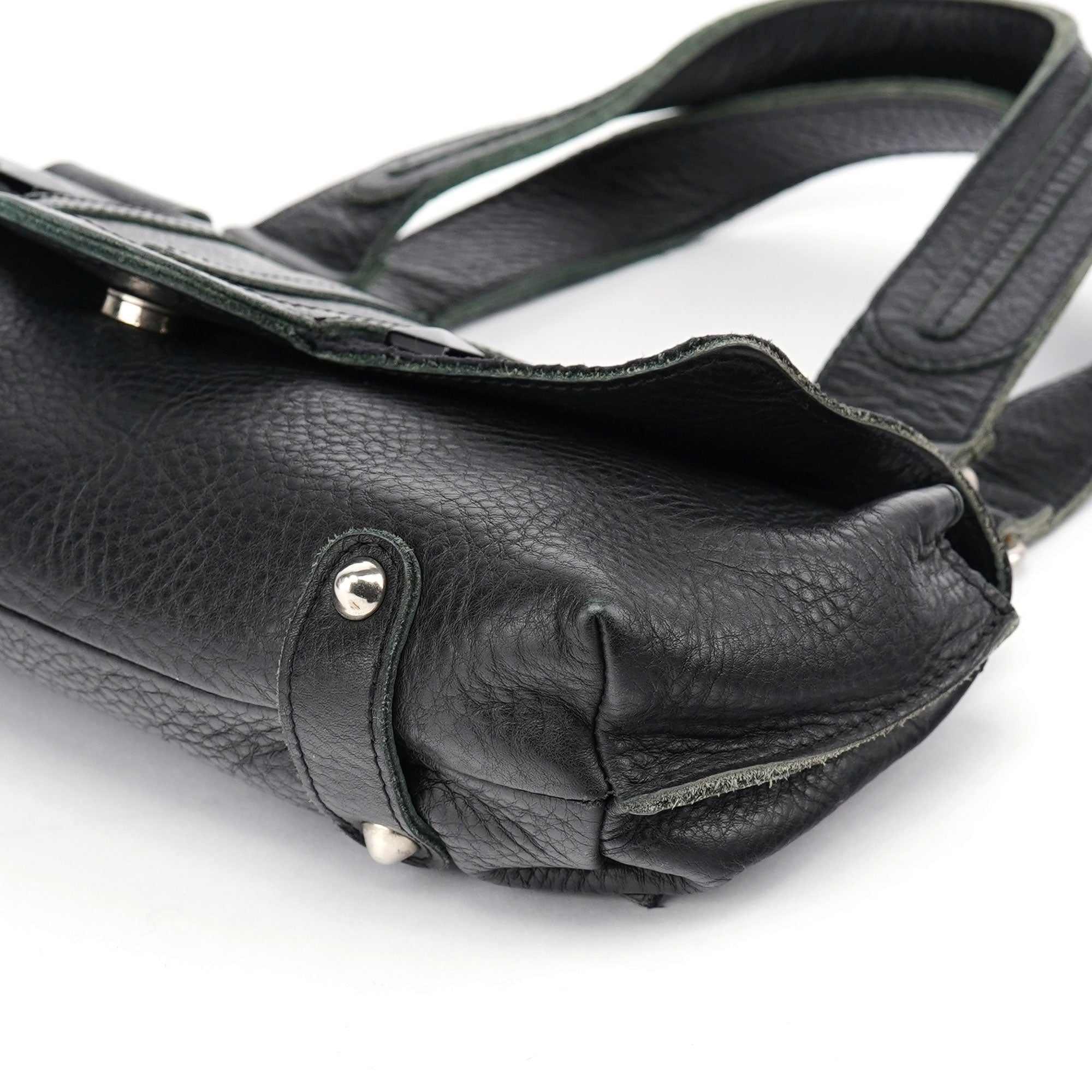 Black Studded Leather Tote Bag