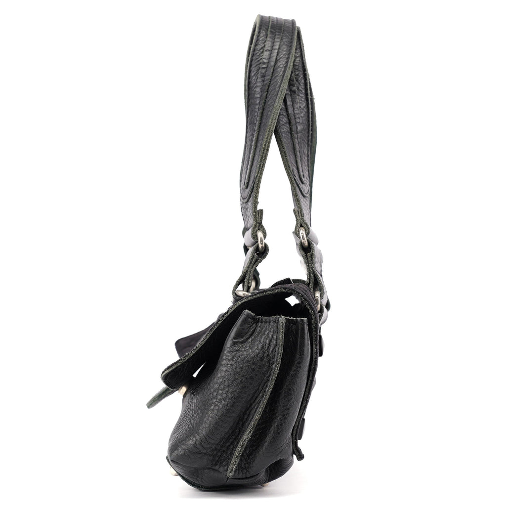 Black Studded Leather Tote Bag
