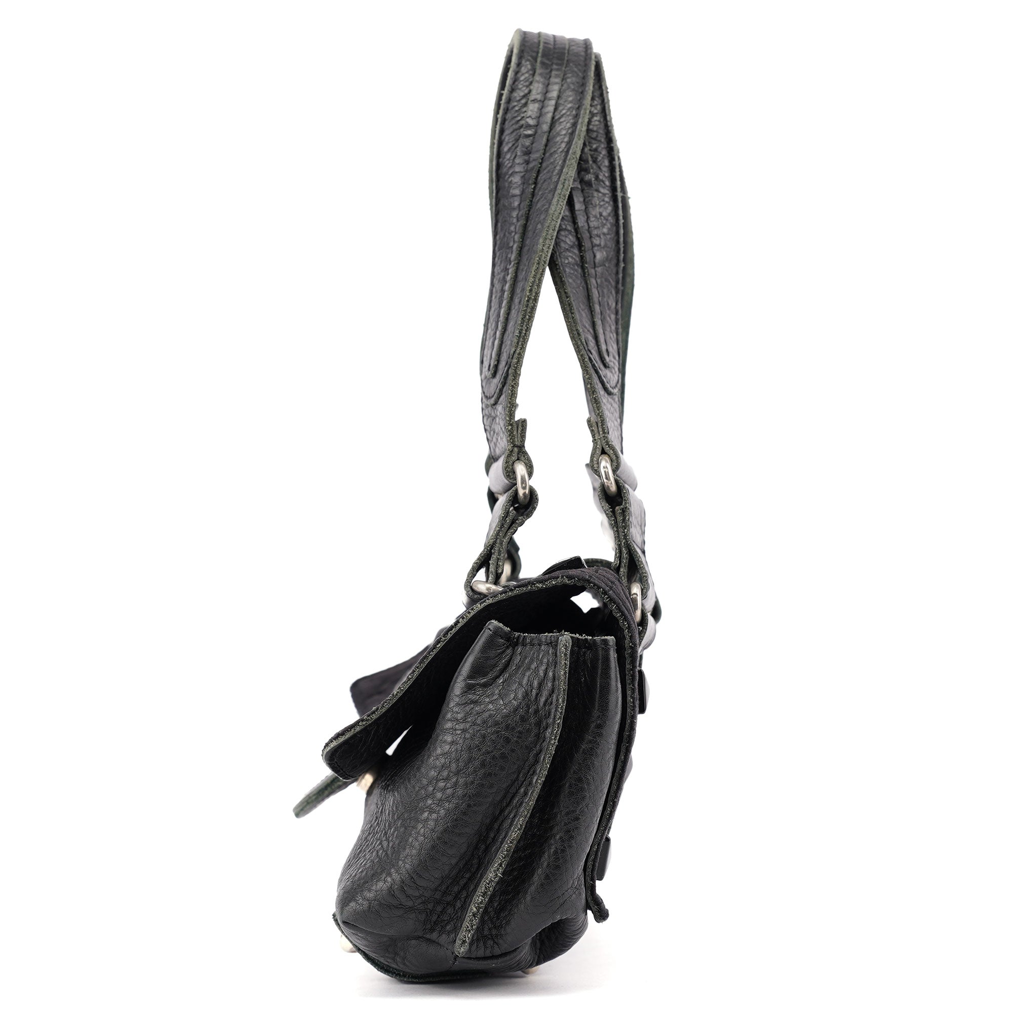 Black Studded Leather Tote Bag