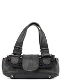 Black Studded Leather Tote Bag