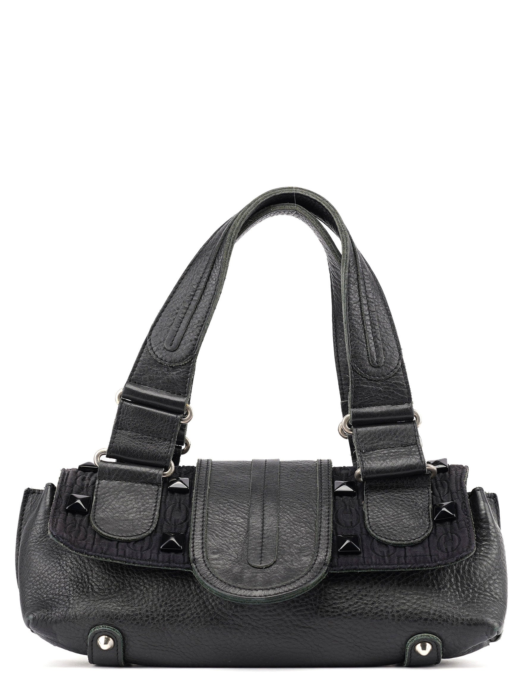 Black Studded Leather Tote Bag