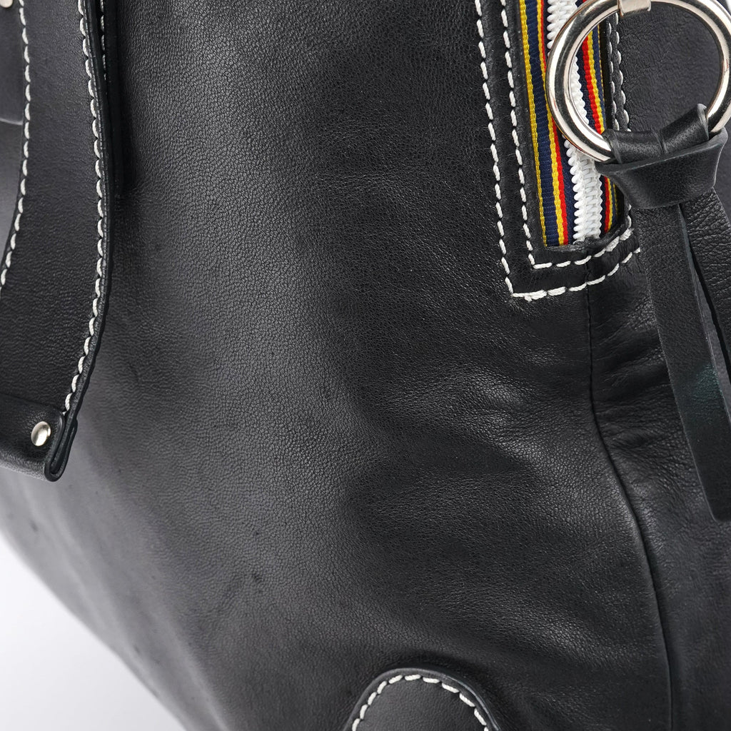 Black Studded Leather Tote Bag