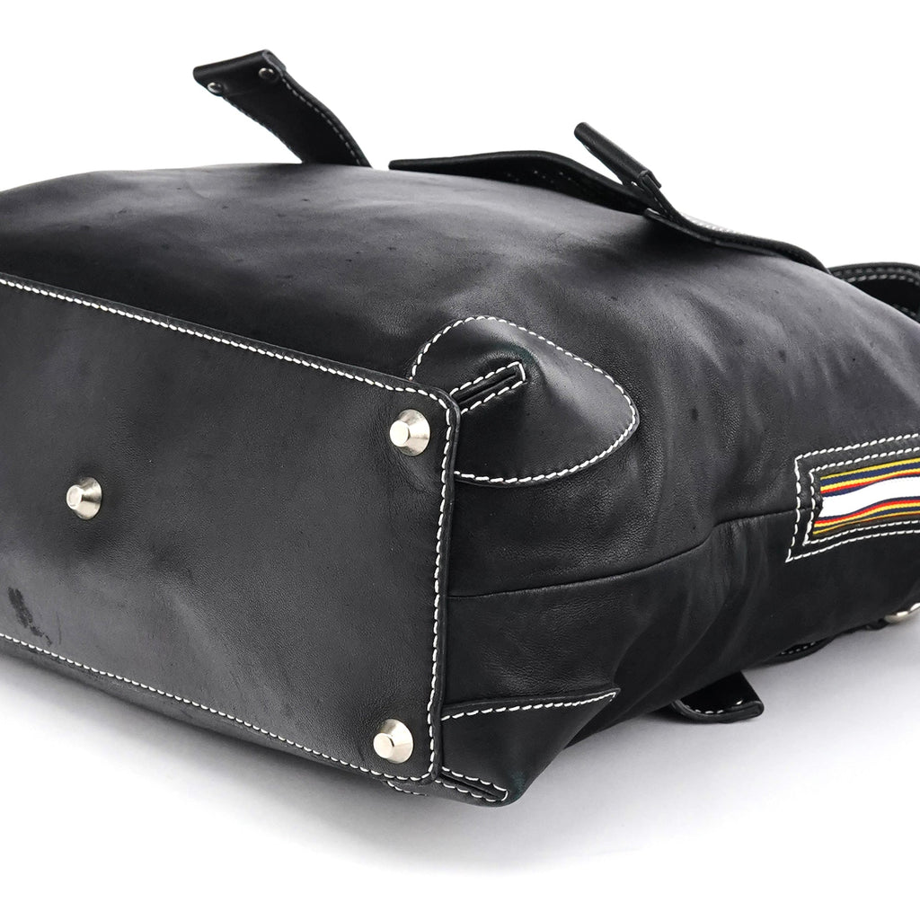 Black Studded Leather Tote Bag